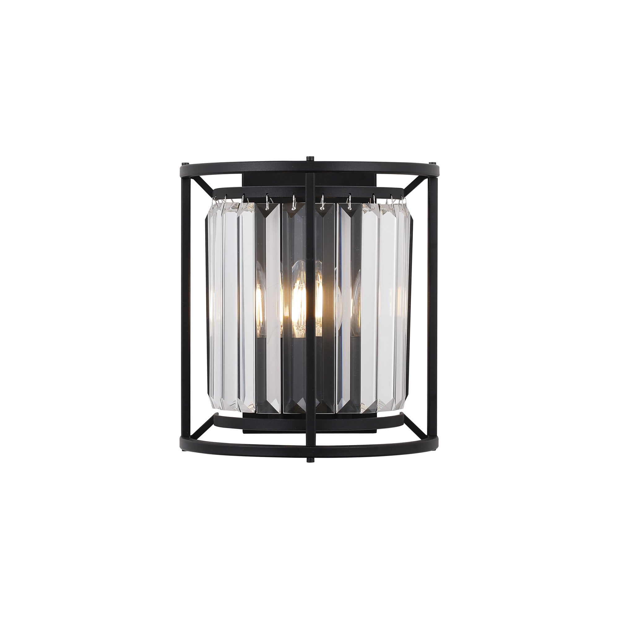 Fabula Oakhurst 2 Light Wall Lamp - Satin Black & Clear Glass