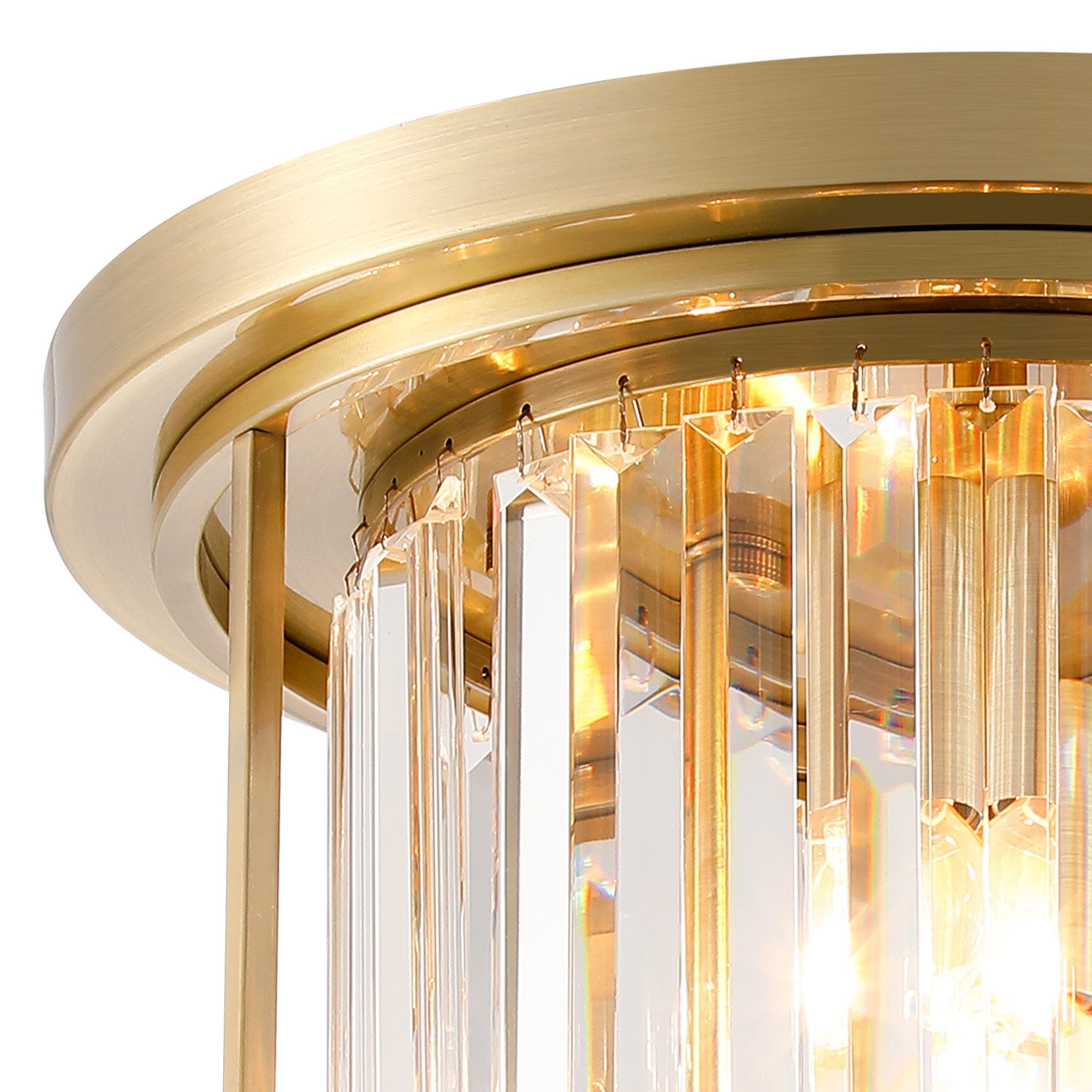 Fabula Oakhurst 3 Light Flush Light - Antique Brass & Clear Glass