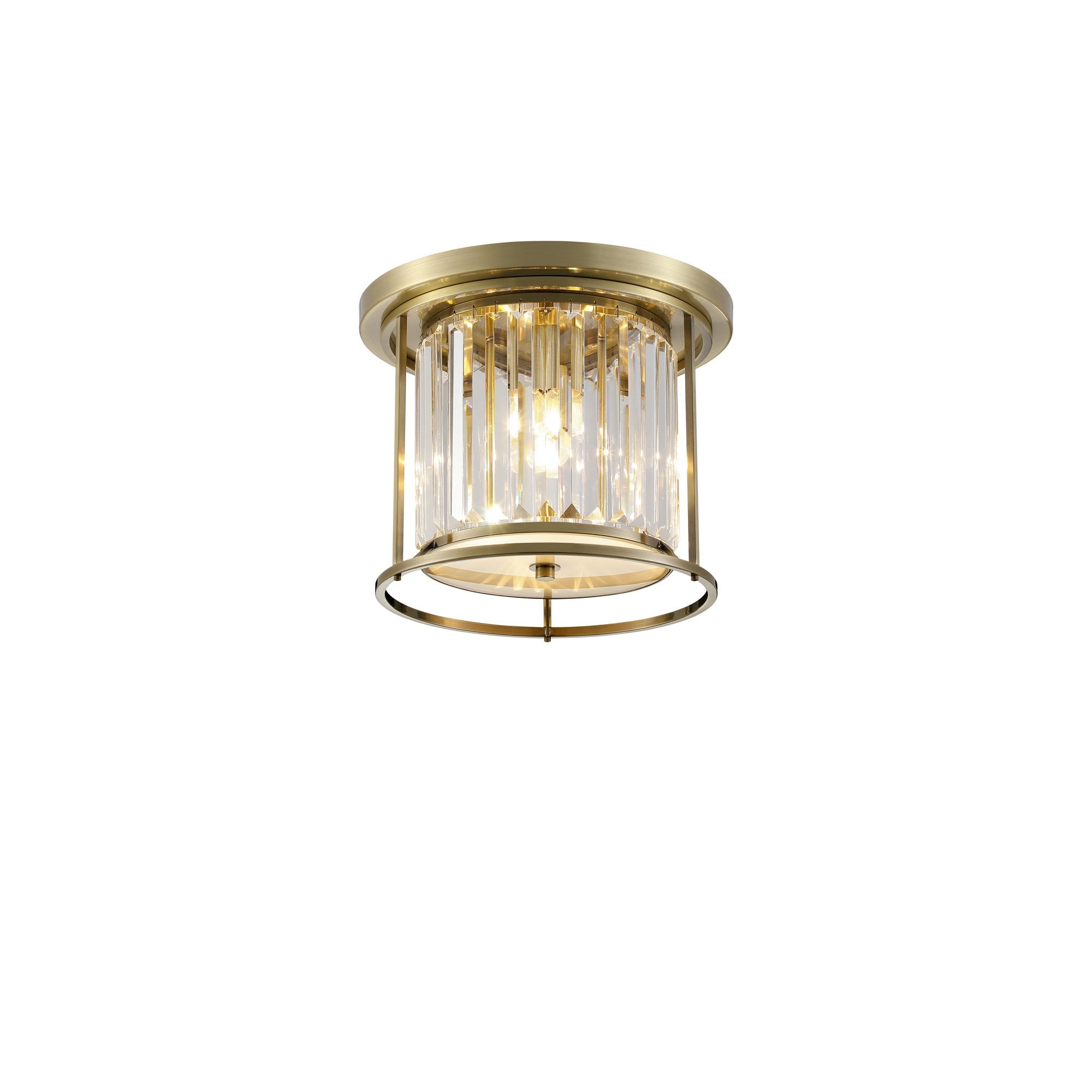Fabula Oakhurst 3 Light Flush Light - Antique Brass & Clear Glass