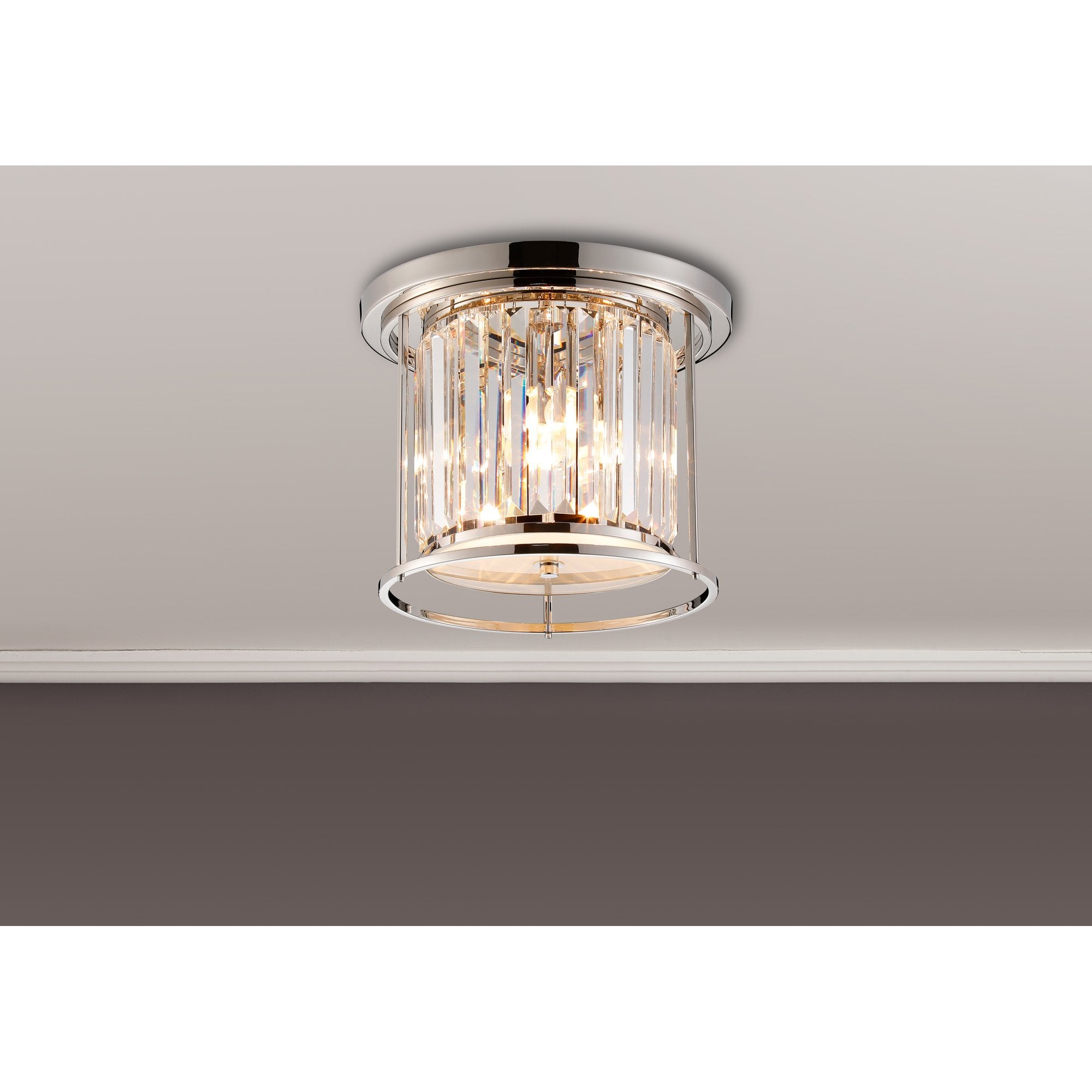 Fabula Oakhurst 3 Light Flush Light - Polished Nickel & Clear Glass
