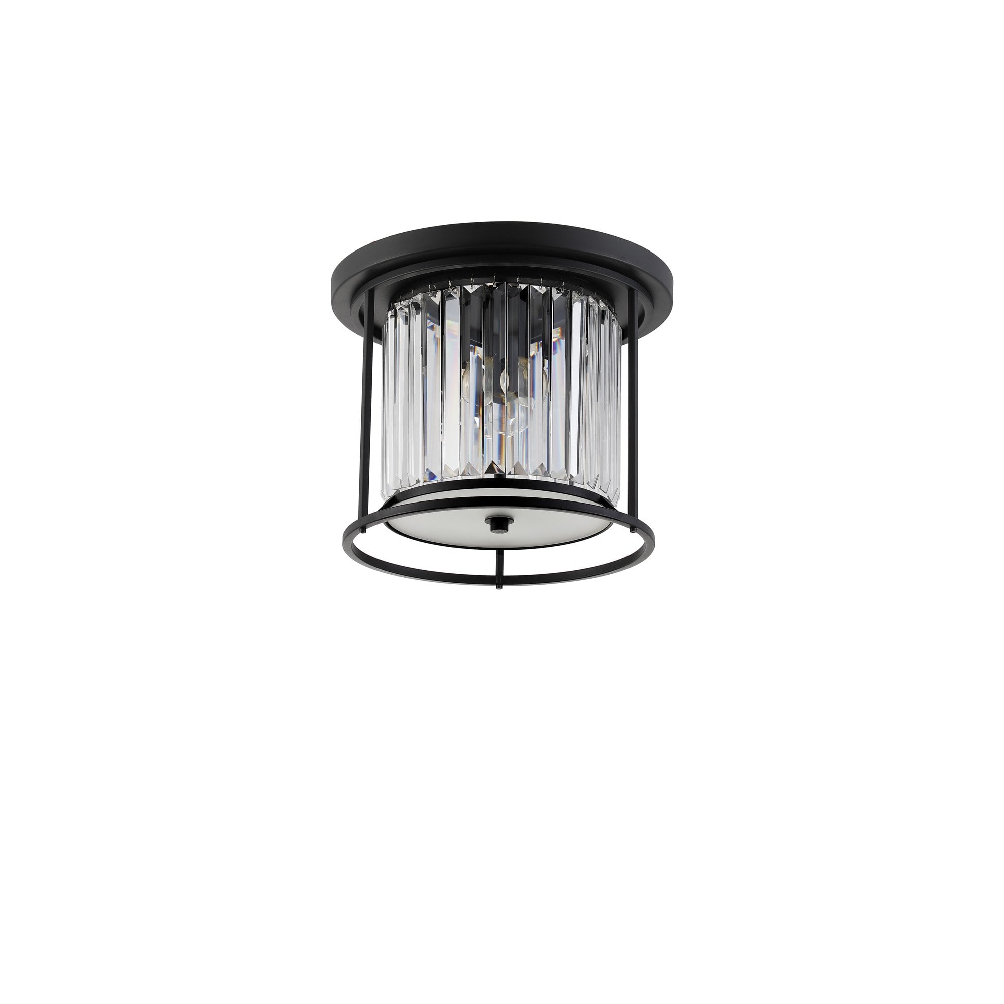 Fabula Oakhurst 3 Light Flush Light - Satin Black & Clear Glass