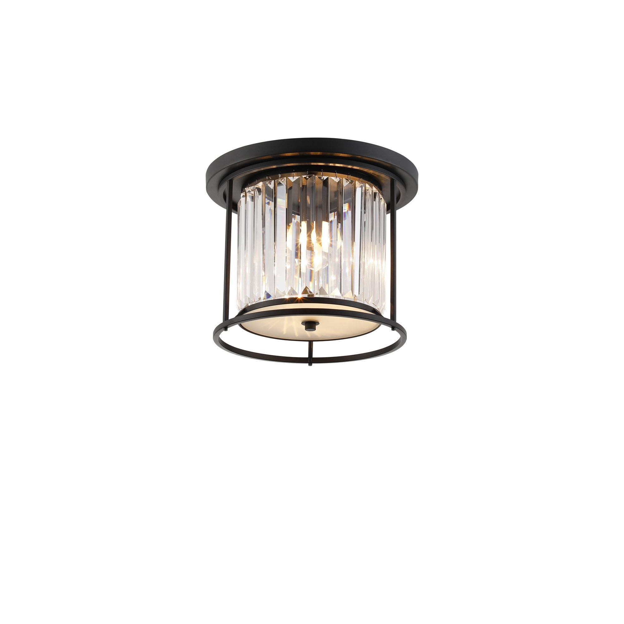 Fabula Oakhurst 3 Light Flush Light - Satin Black & Clear Glass