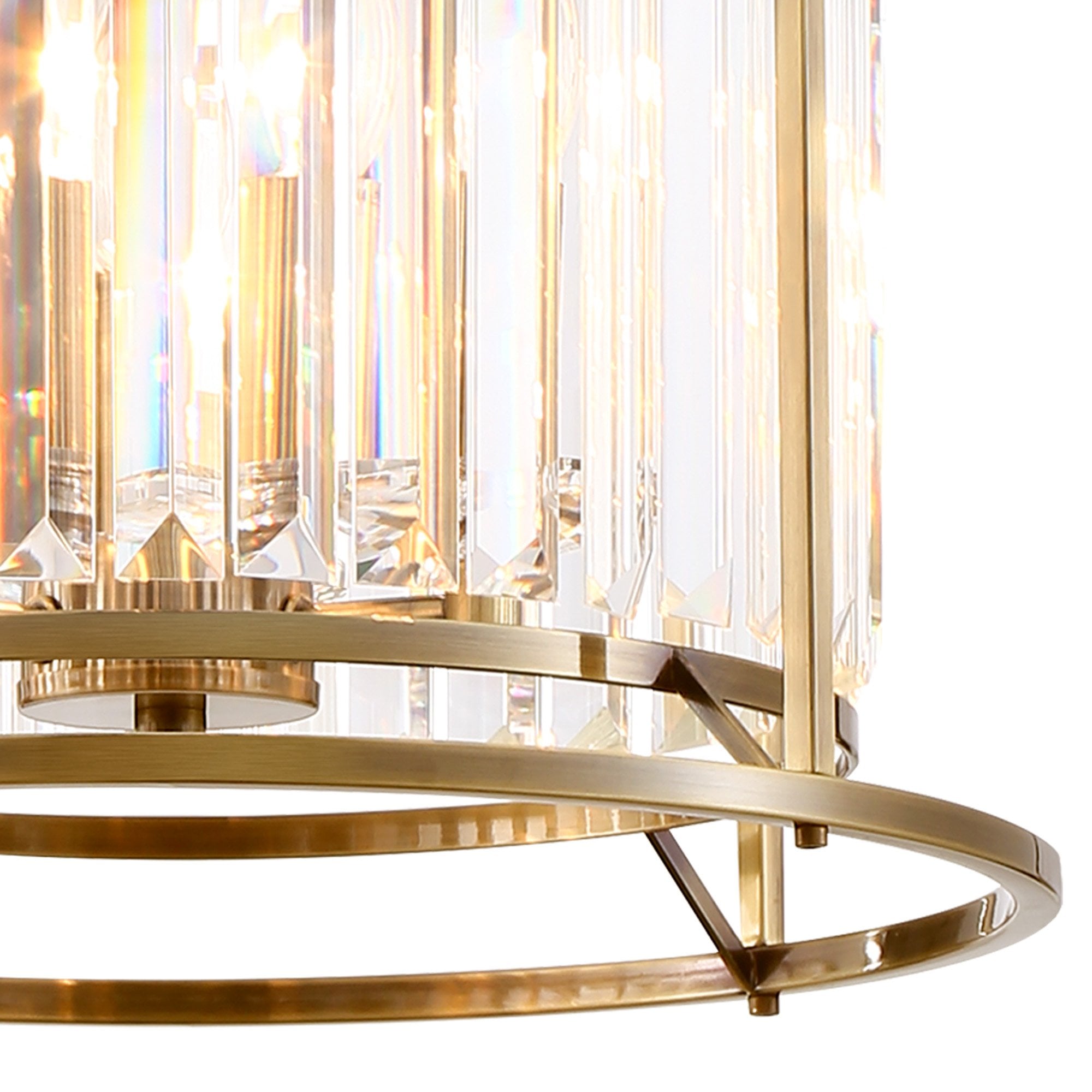 Fabula Oakhurst 3 Light Pendant/Semi-Flush Light - Antique Brass & Clear Glass