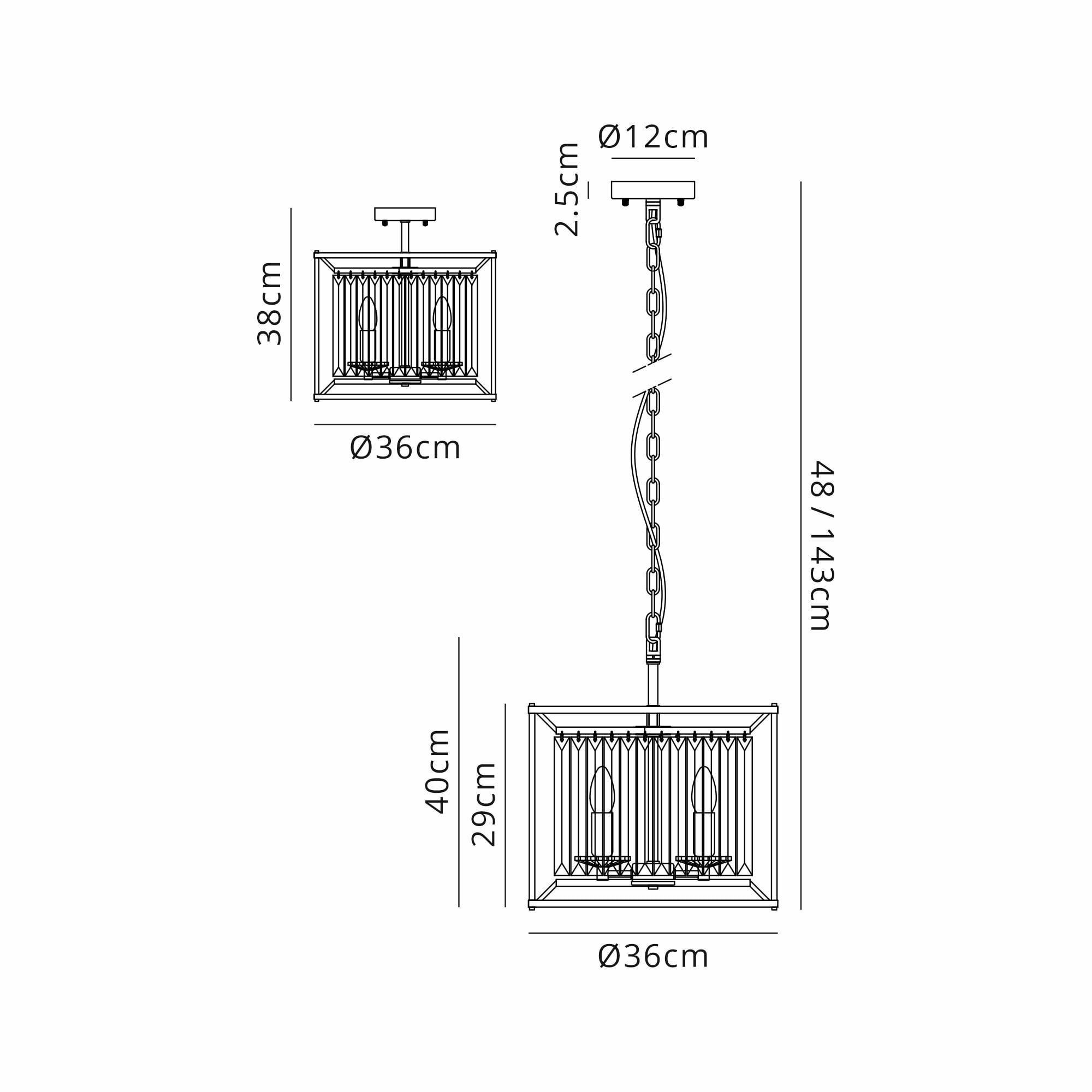 Fabula Oakhurst 3 Light Pendant/Semi-Flush Light - Polished Nickel & Clear Glass