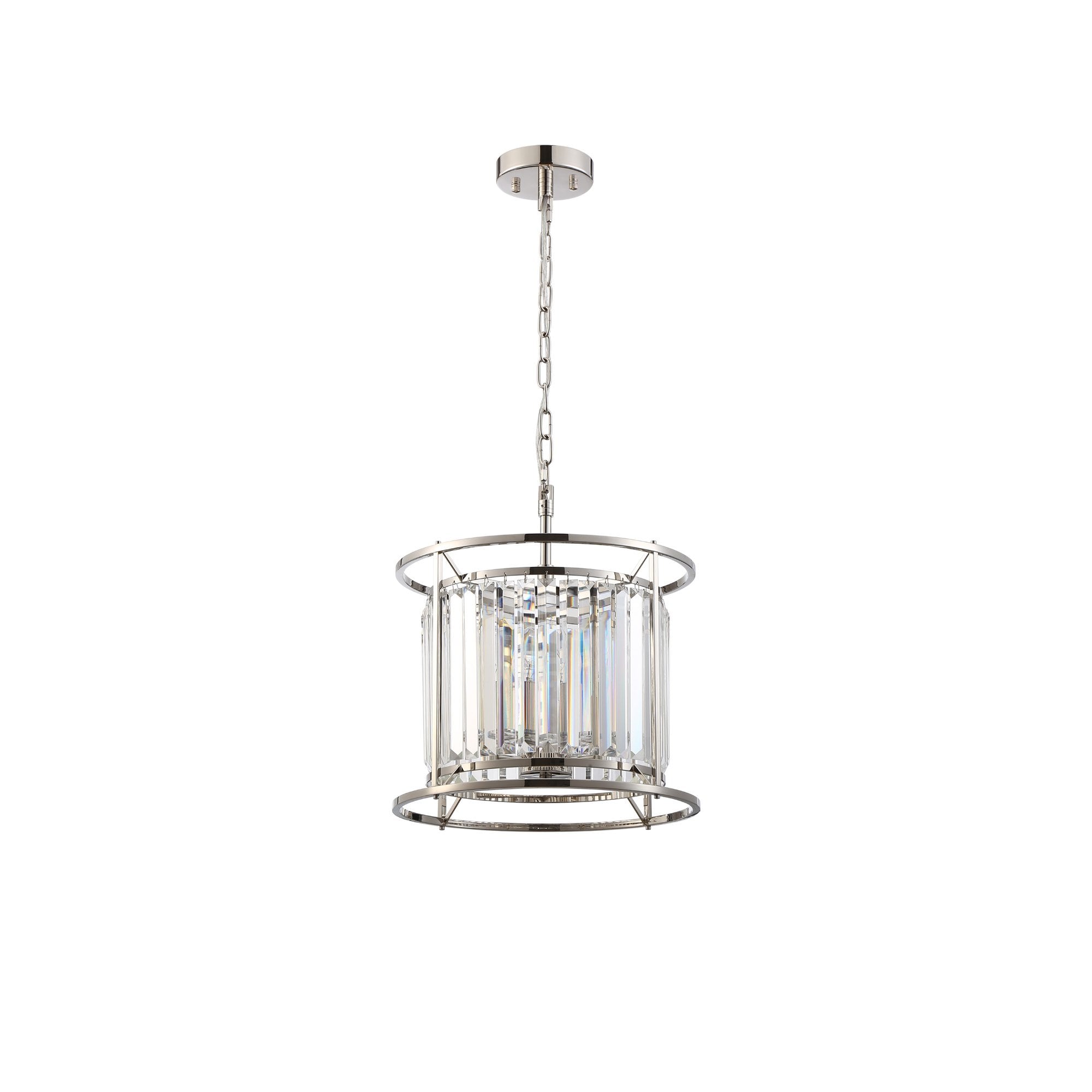 Fabula Oakhurst 3 Light Pendant/Semi-Flush Light - Polished Nickel & Clear Glass