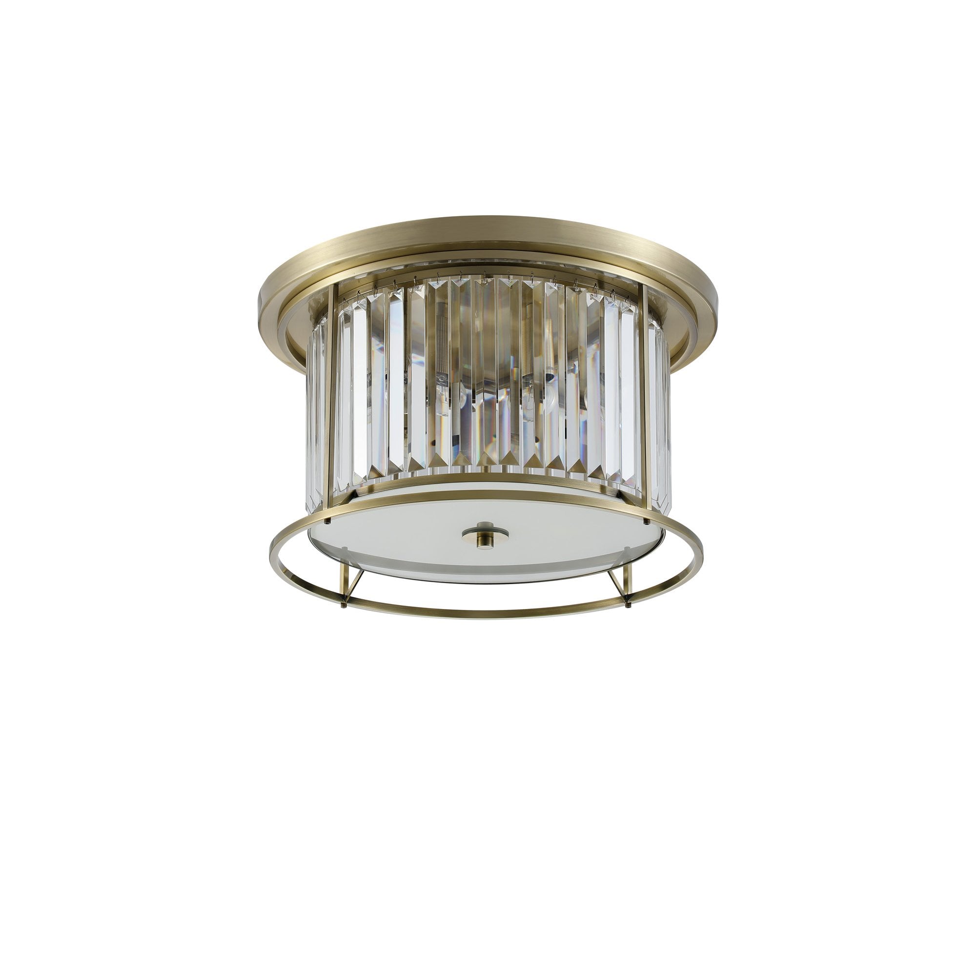 Fabula Oakhurst 4 Light Flush Light - Antique Brass & Clear Glass