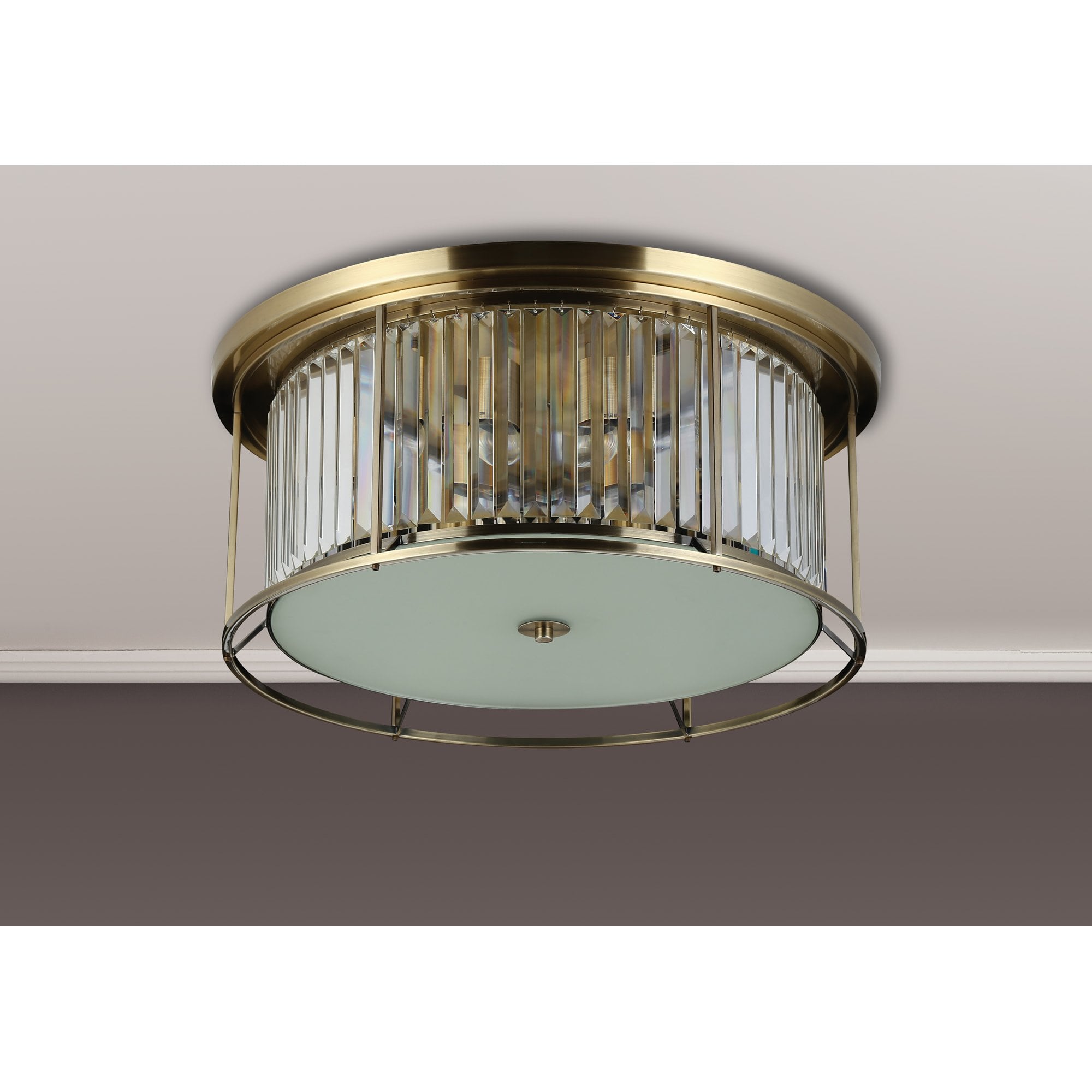 Fabula Oakhurst 6 Light Flush Light - Antique Brass & Clear Glass