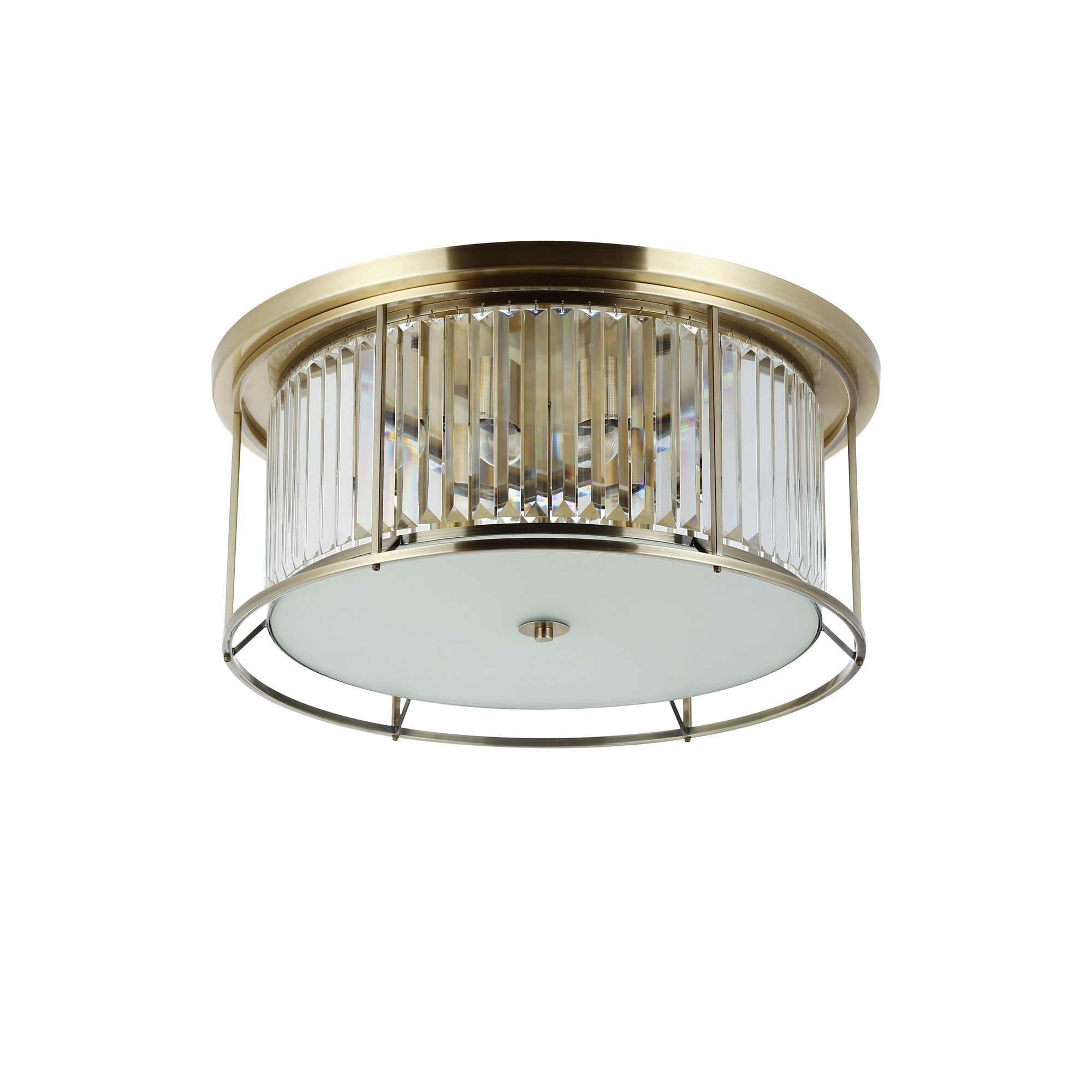 Fabula Oakhurst 6 Light Flush Light - Antique Brass & Clear Glass
