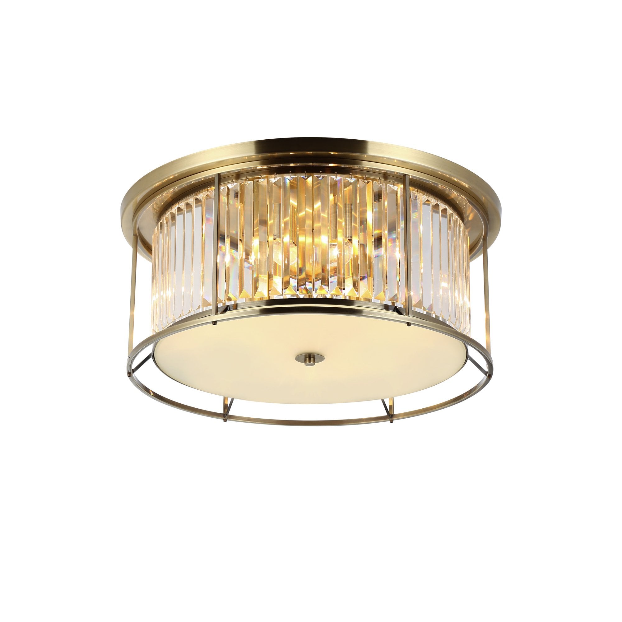 Fabula Oakhurst 6 Light Flush Light - Antique Brass & Clear Glass