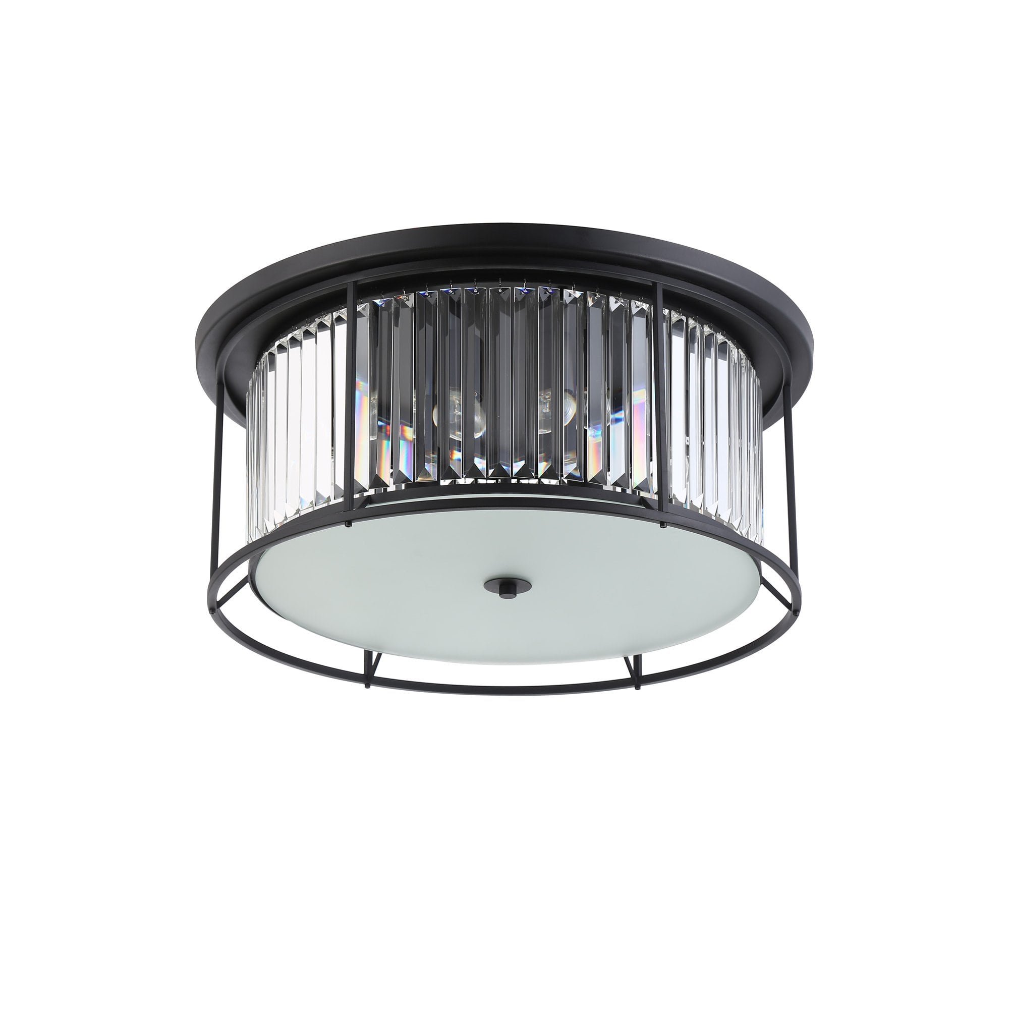 Fabula Oakhurst 6 Light Flush Light - Satin Black & Clear Glass