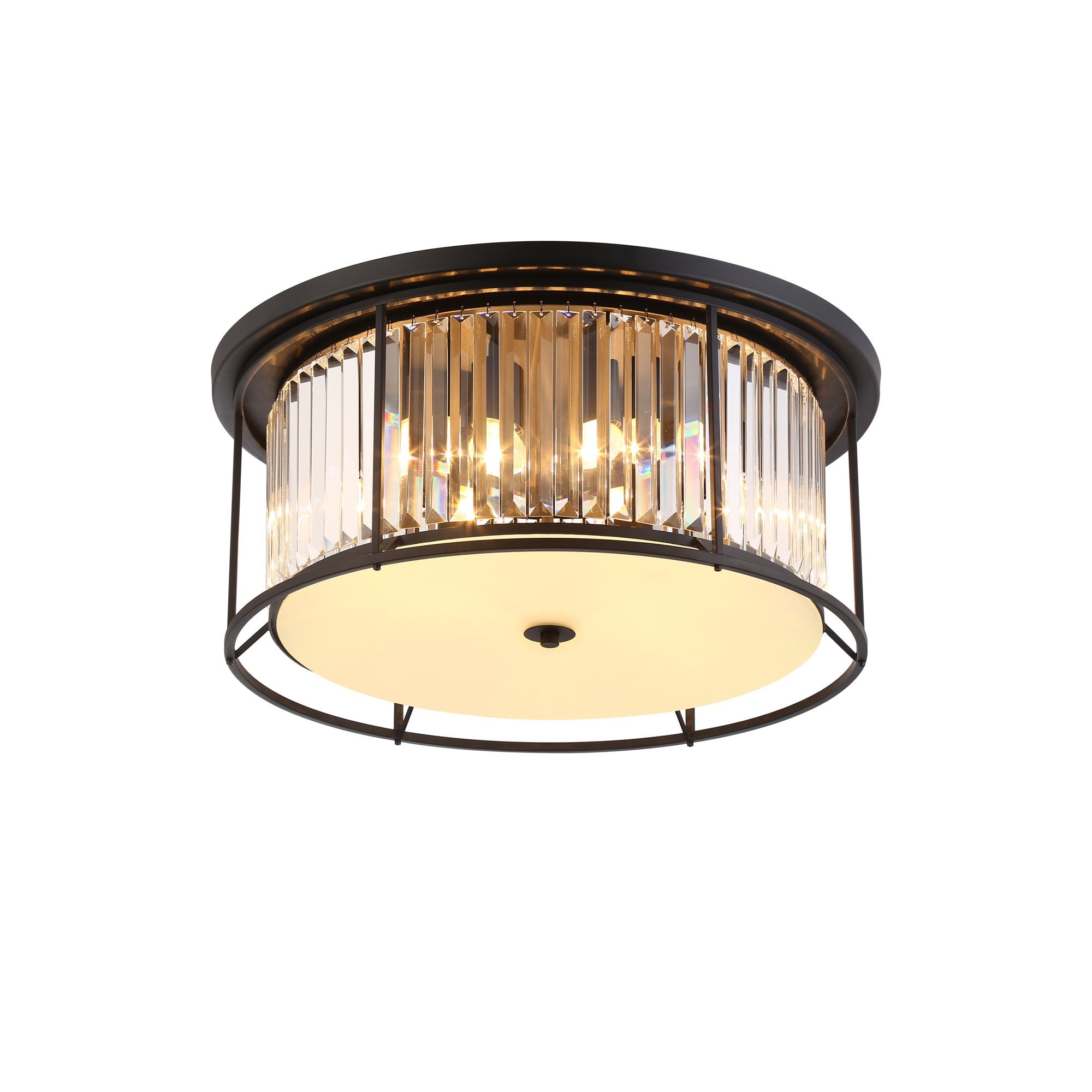 Fabula Oakhurst 6 Light Flush Light - Satin Black & Clear Glass