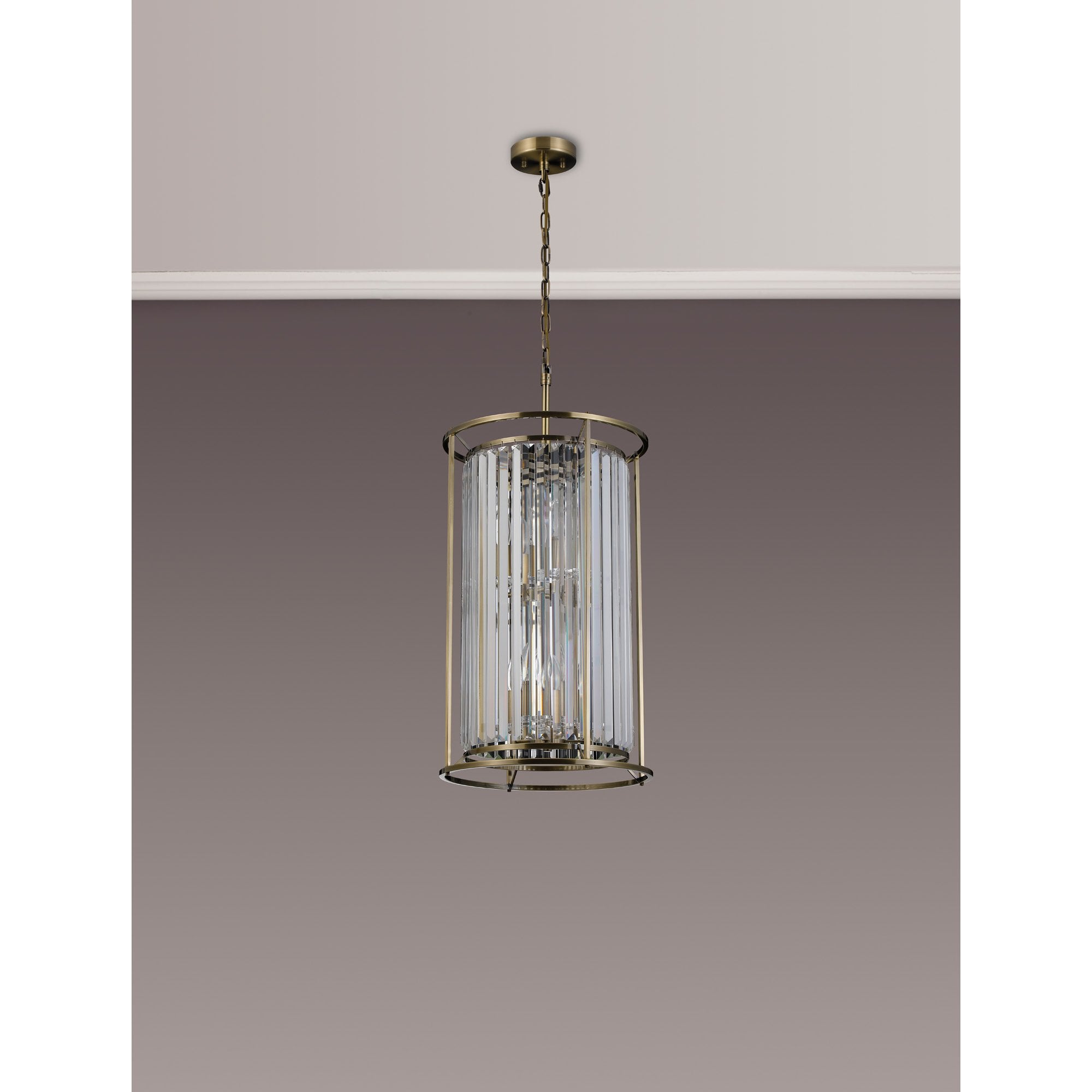 Fabula Oakhurst 6 Light Pendant - Antique Brass & Clear Glass