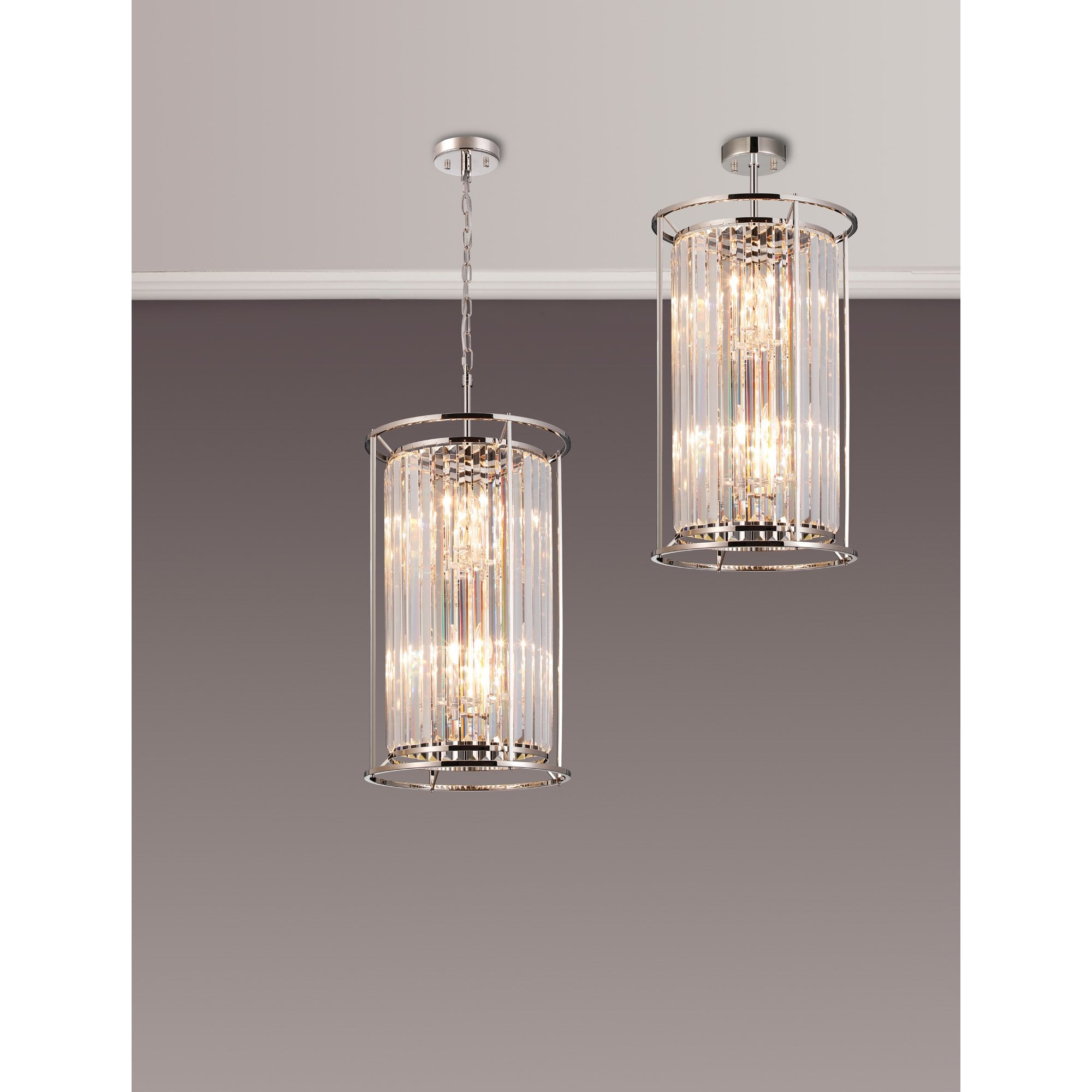 Fabula Oakhurst 6 Light Pendant - Polished Nickel & Clear Glass