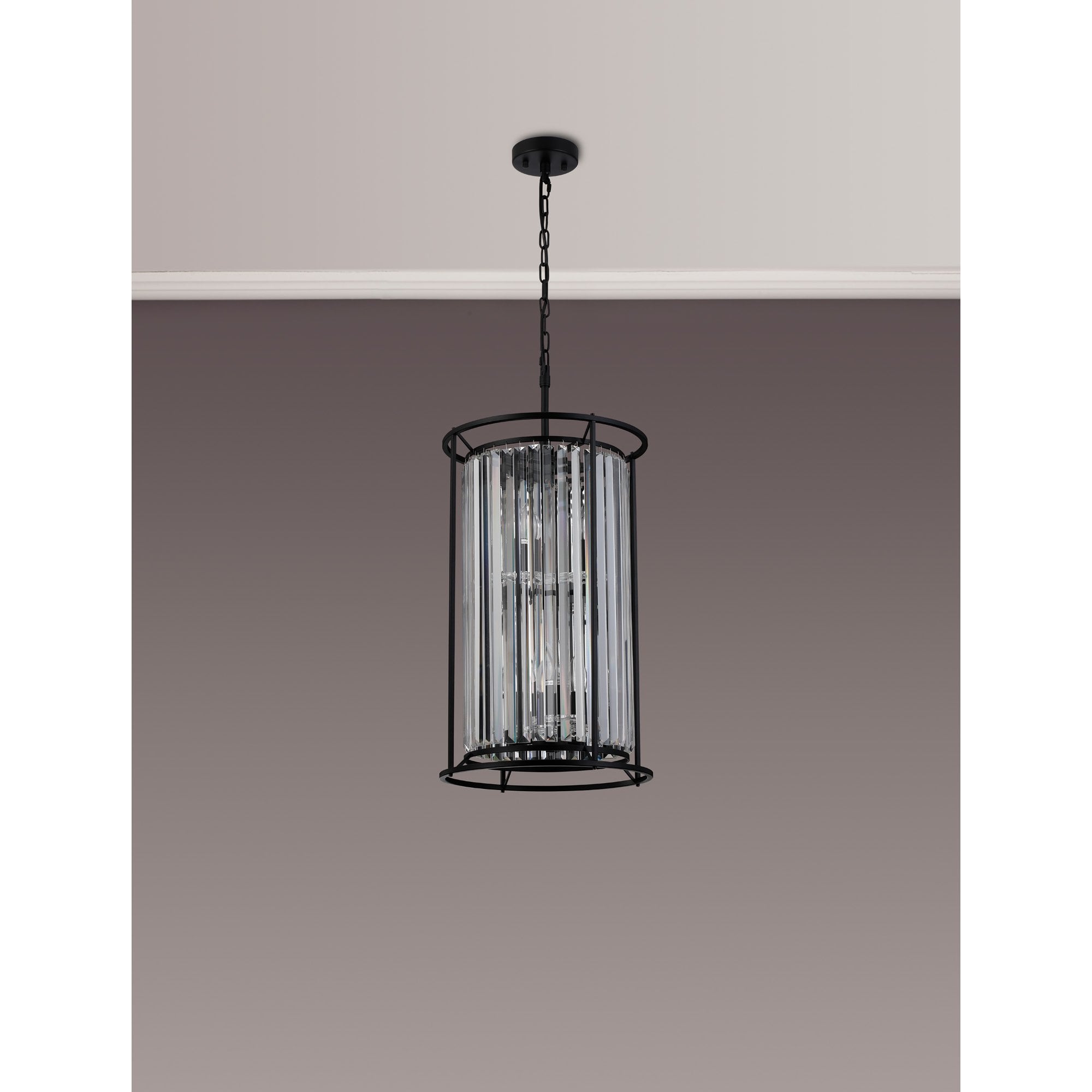 Fabula Oakhurst 6 Light Pendant - Satin Black & Clear Glass