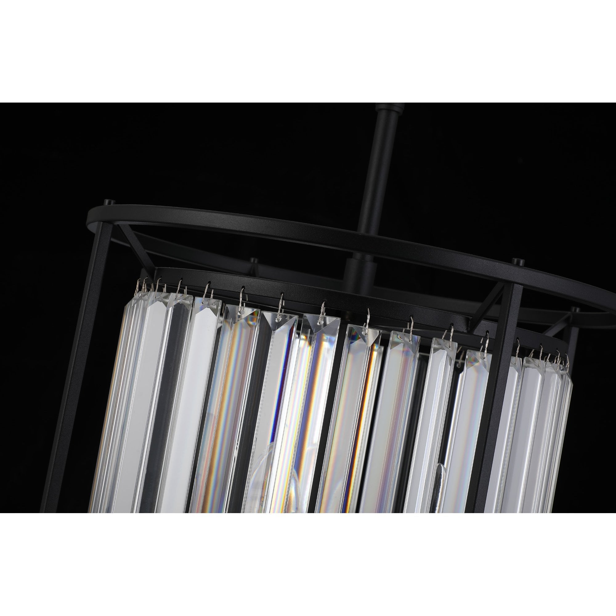 Fabula Oakhurst 6 Light Pendant - Satin Black & Clear Glass