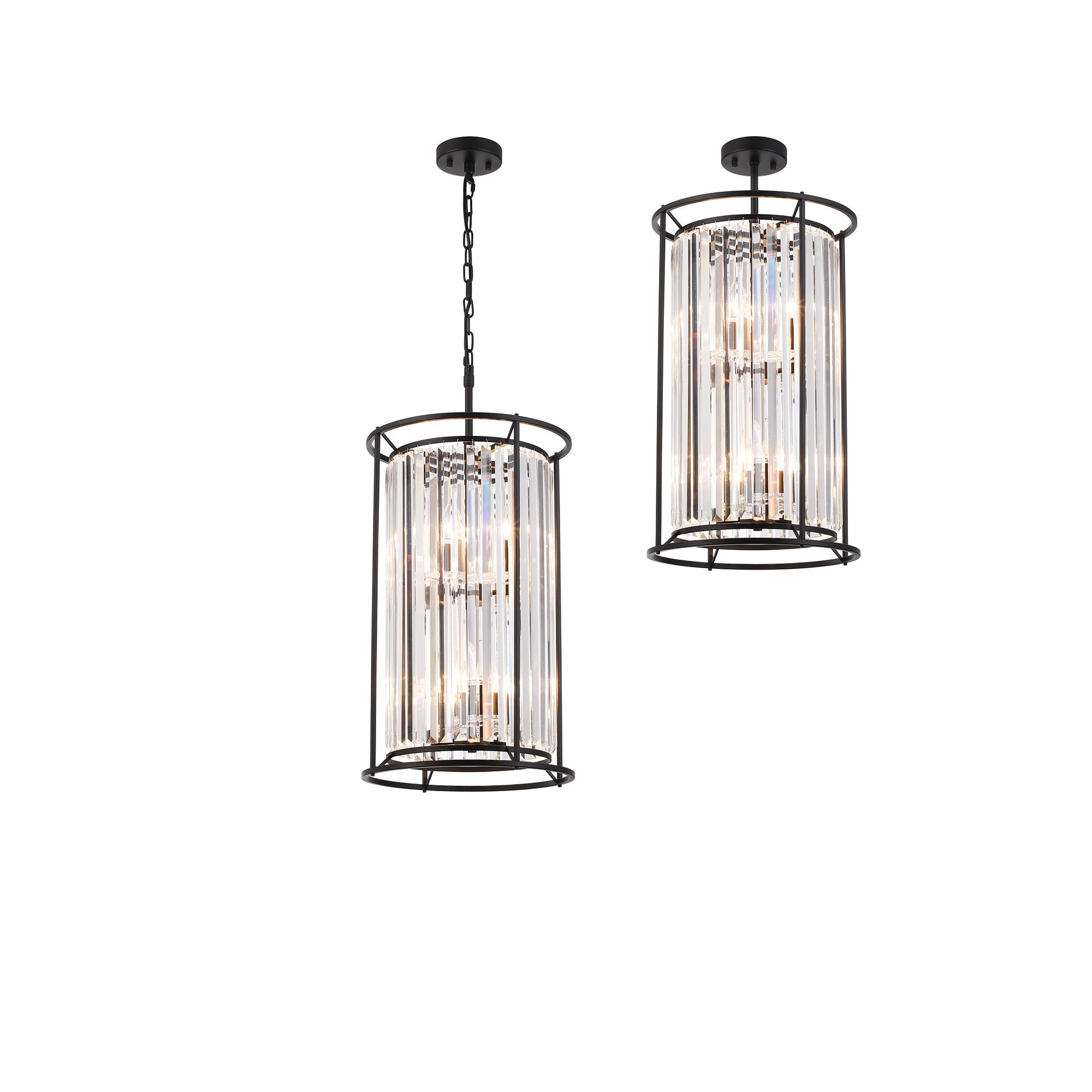Fabula Oakhurst 6 Light Pendant - Satin Black & Clear Glass