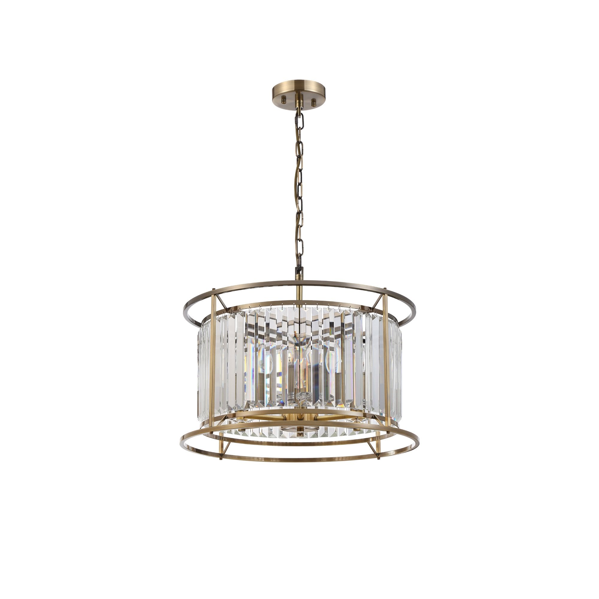 Fabula Oakhurst 6 Light Pendant/Semi-Flush Light - Antique Brass & Clear Glass