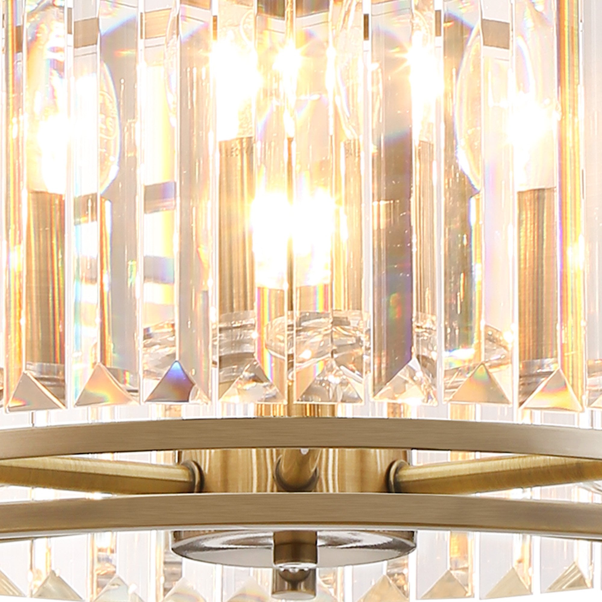 Fabula Oakhurst 6 Light Pendant/Semi-Flush Light - Antique Brass & Clear Glass