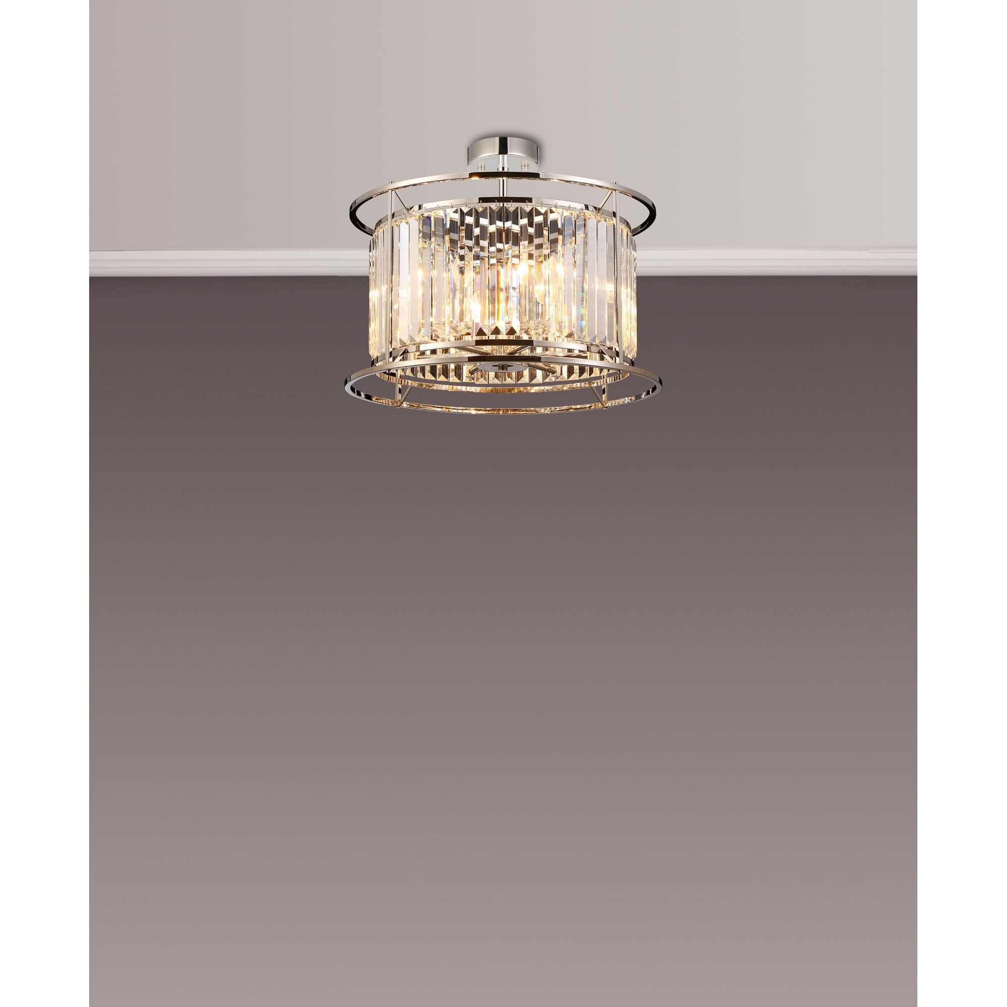 Fabula Oakhurst 6 Light Pendant/Semi-Flush Light - Polished Nickel & Clear Glass