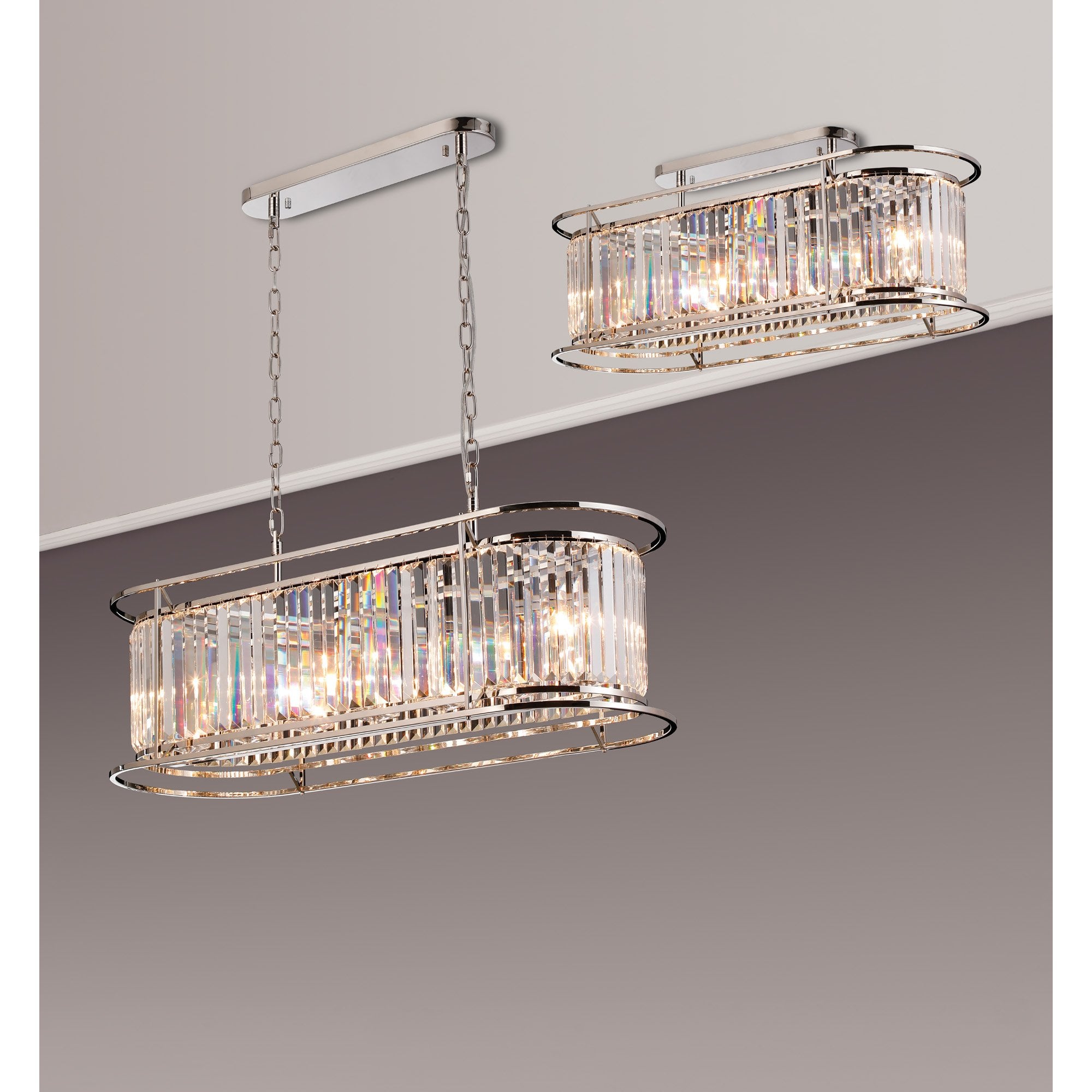 Fabula Oakhurst 7 Light Oval Pendant - Polished Nickel & Clear Glass