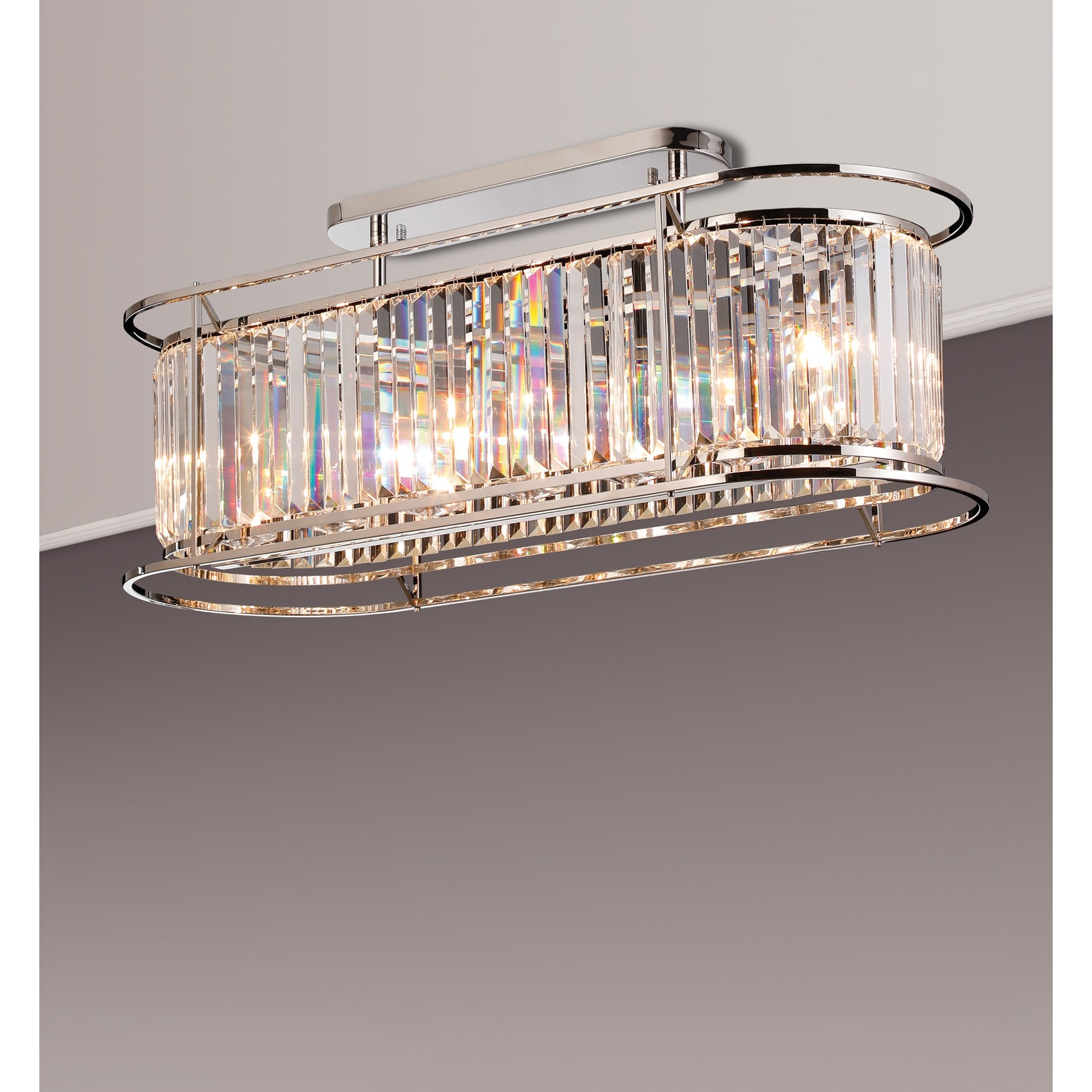 Fabula Oakhurst 7 Light Oval Pendant - Polished Nickel & Clear Glass