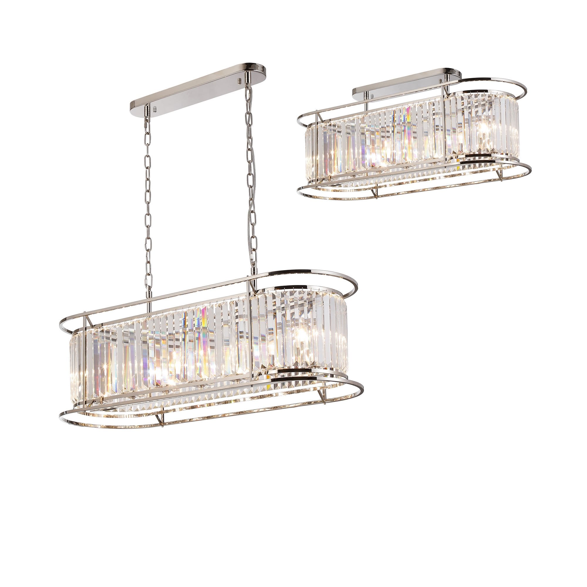 Fabula Oakhurst 7 Light Oval Pendant - Polished Nickel & Clear Glass