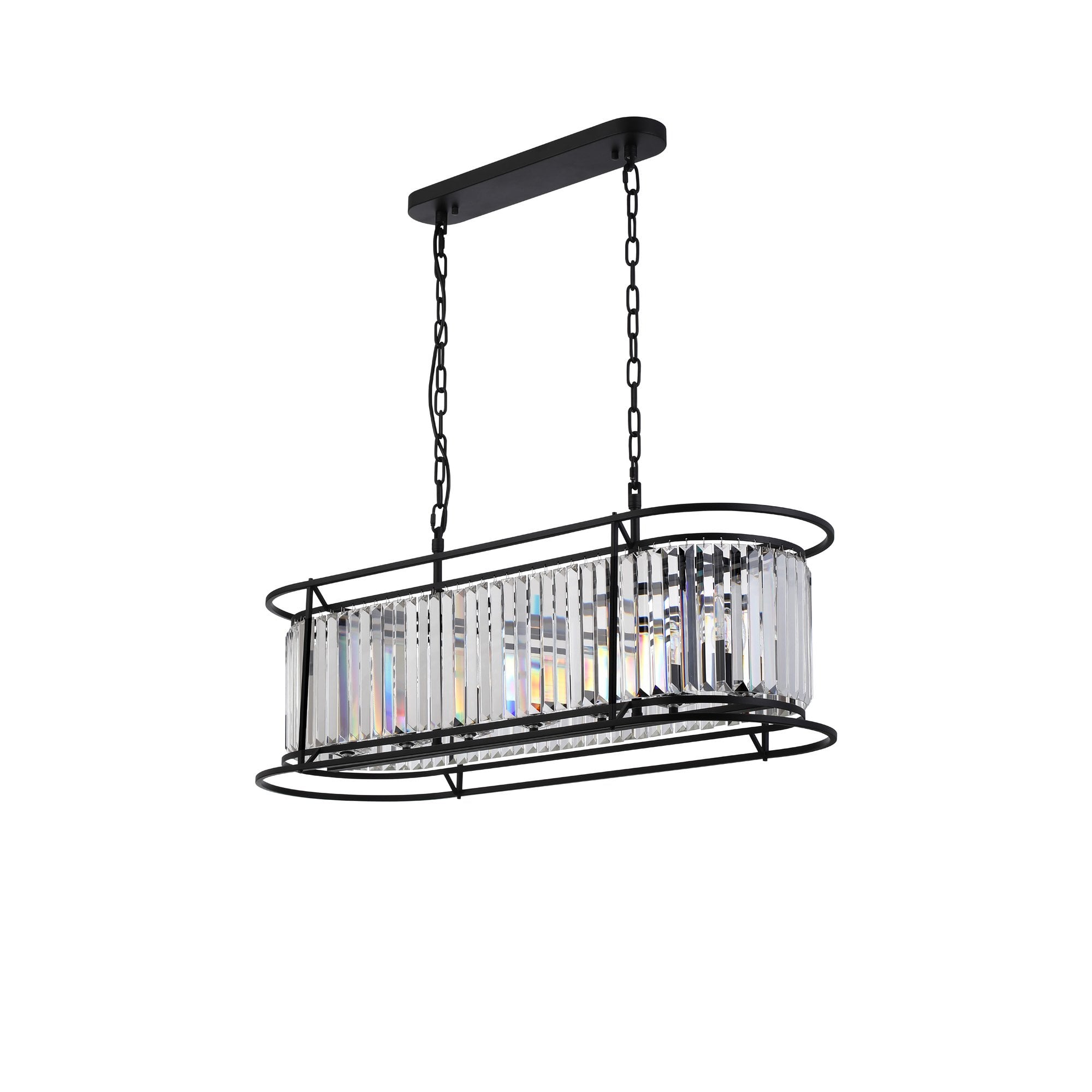 Fabula Oakhurst 7 Light Oval Pendant - Satin Black & Clear Glass