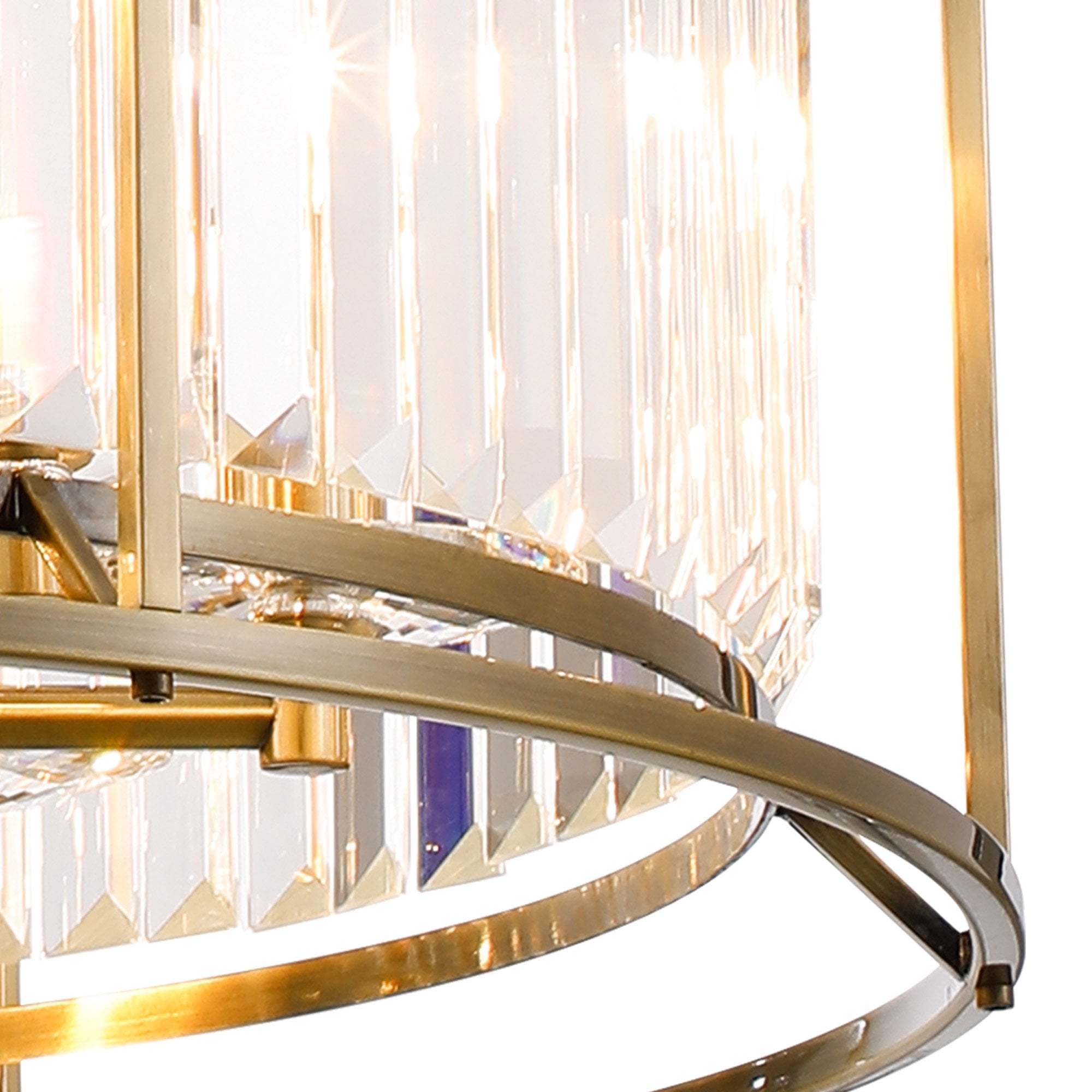 Fabula Oakhurst 8 Light Pendant/Semi-Flush Light - Antique Brass & Clear Glass