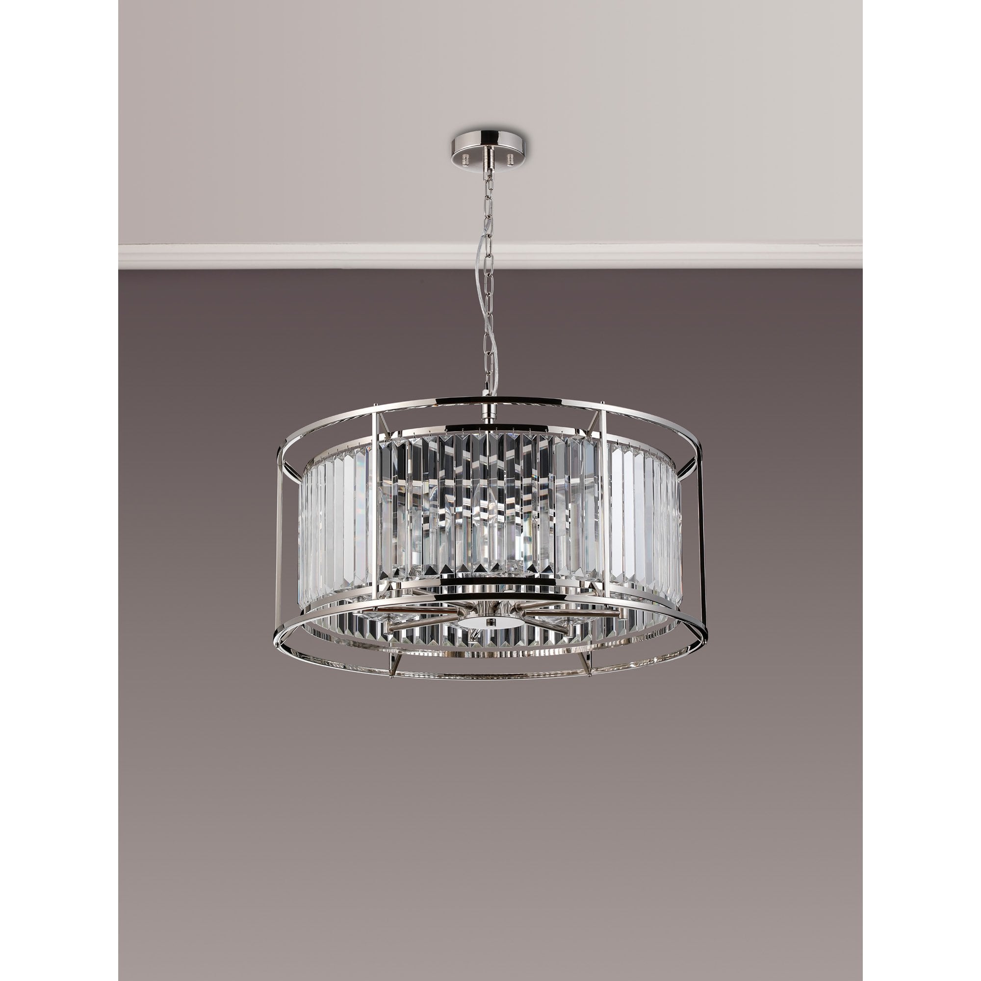 Fabula Oakhurst 8 Light Pendant/Semi-Flush Light - Polished Nickel & Clear Glass
