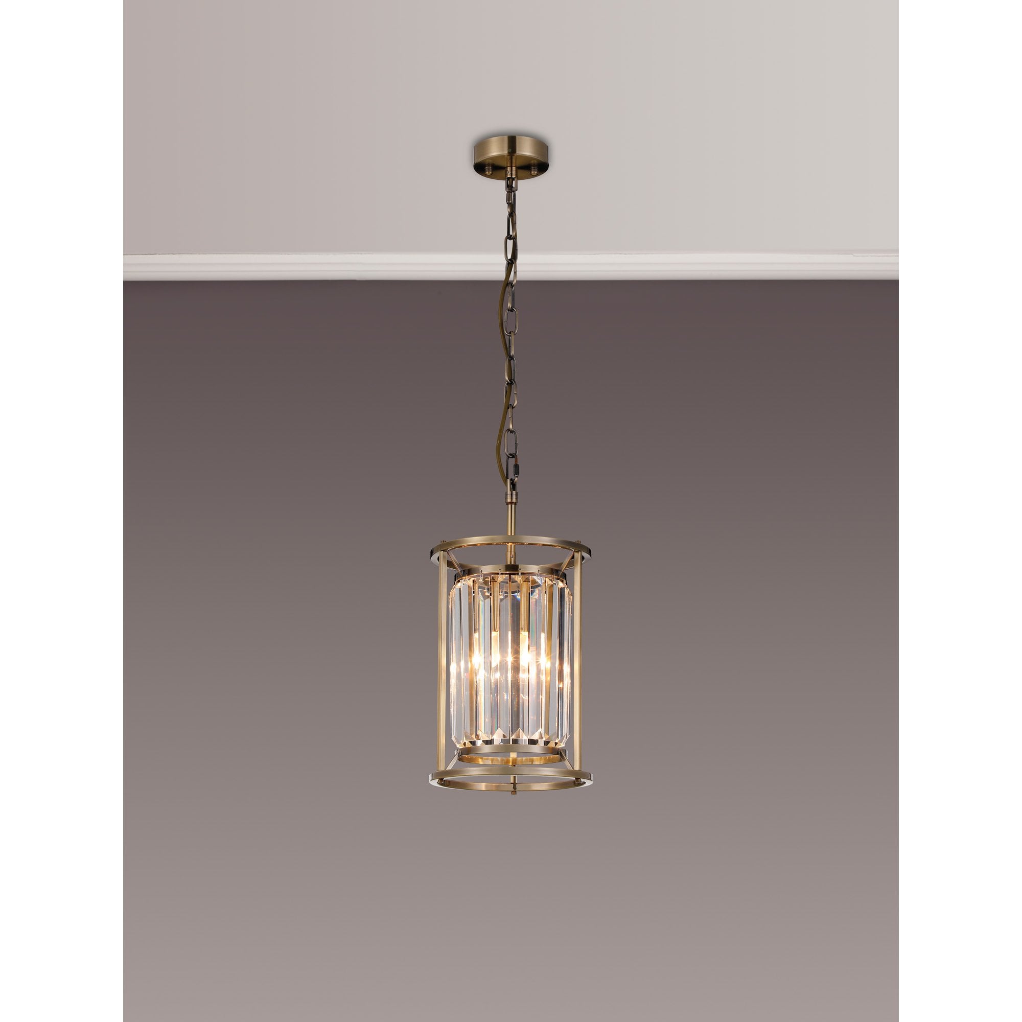Fabula Oakhurst Single Pendant - Antique Brass & Clear Glass