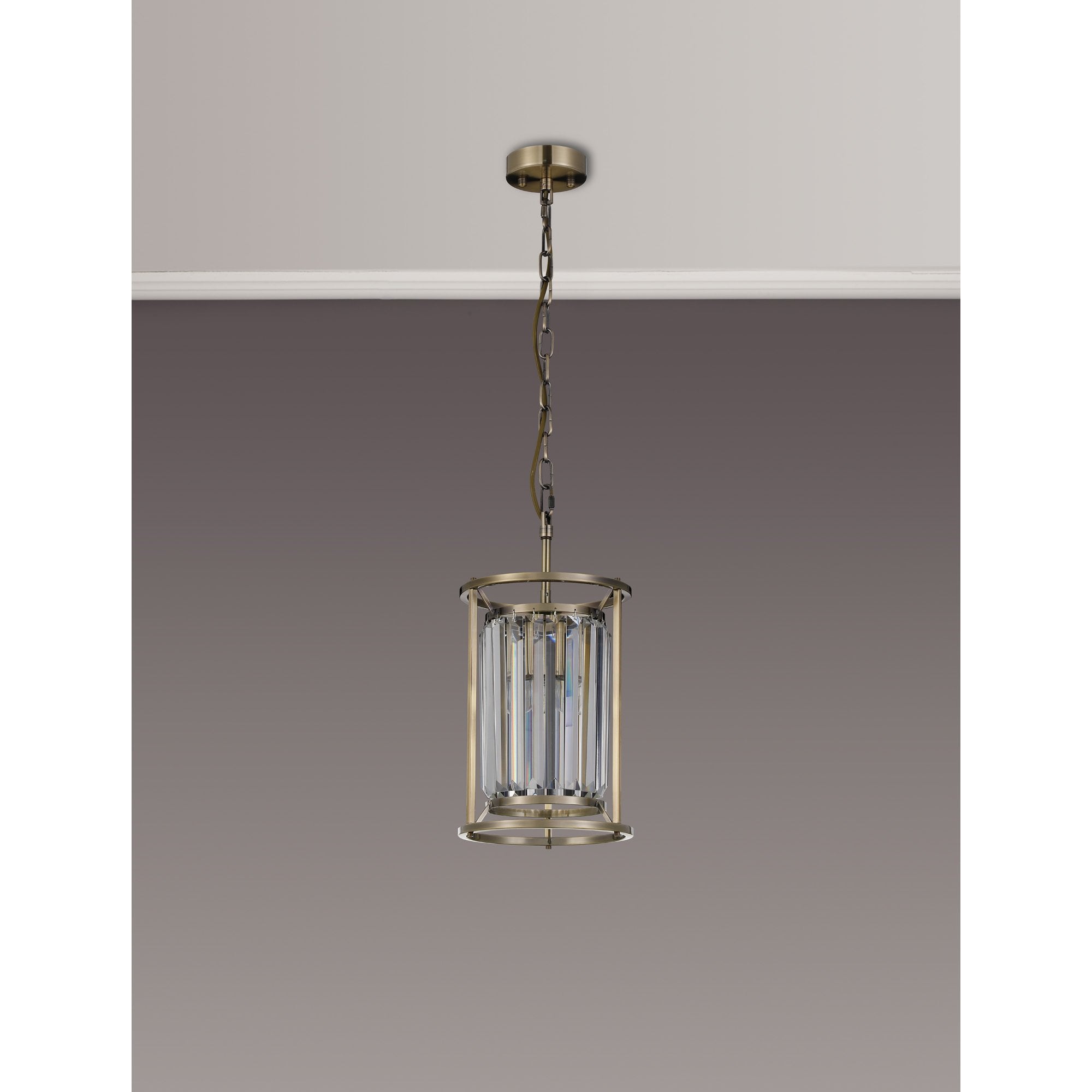 Fabula Oakhurst Single Pendant - Antique Brass & Clear Glass