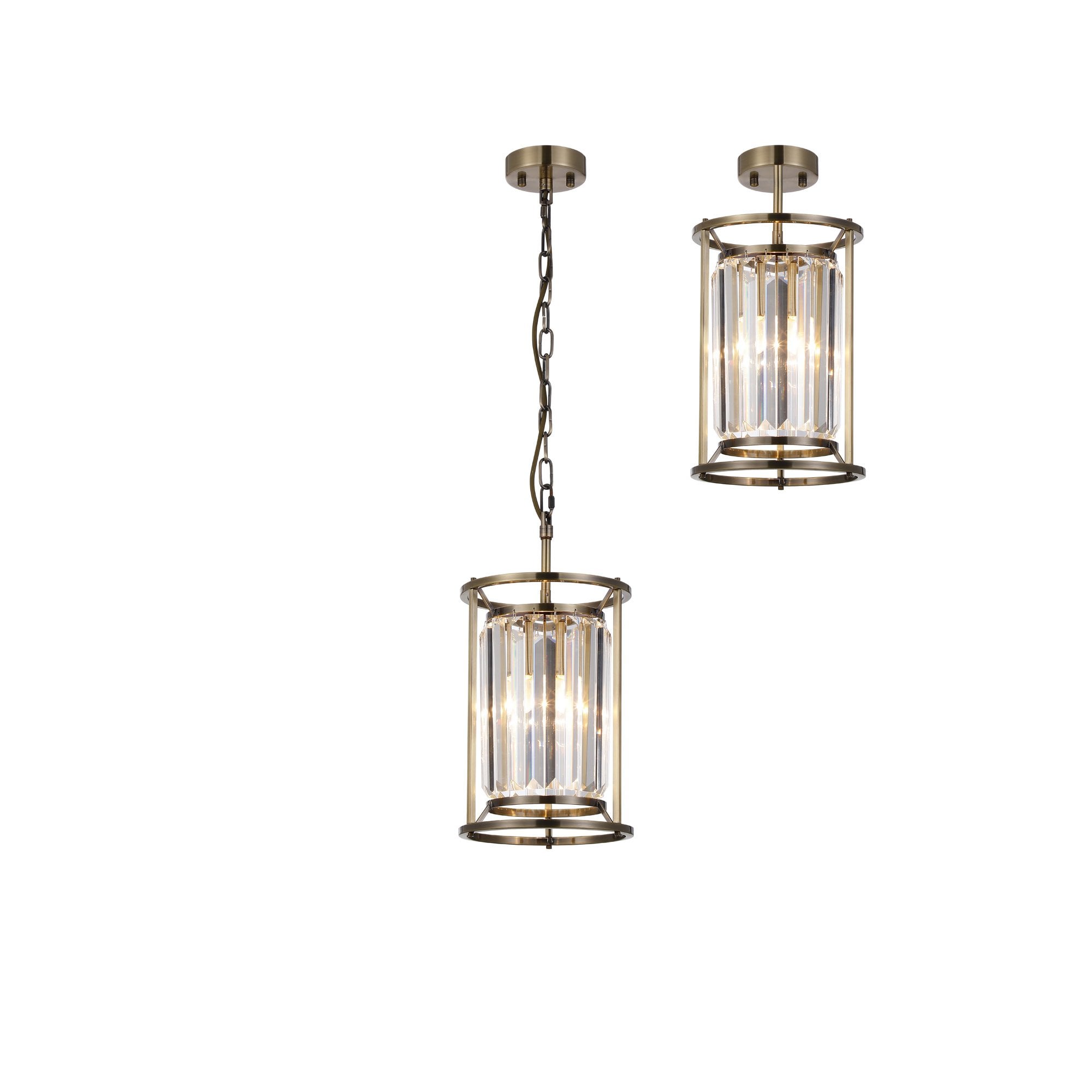 Fabula Oakhurst Single Pendant - Antique Brass & Clear Glass