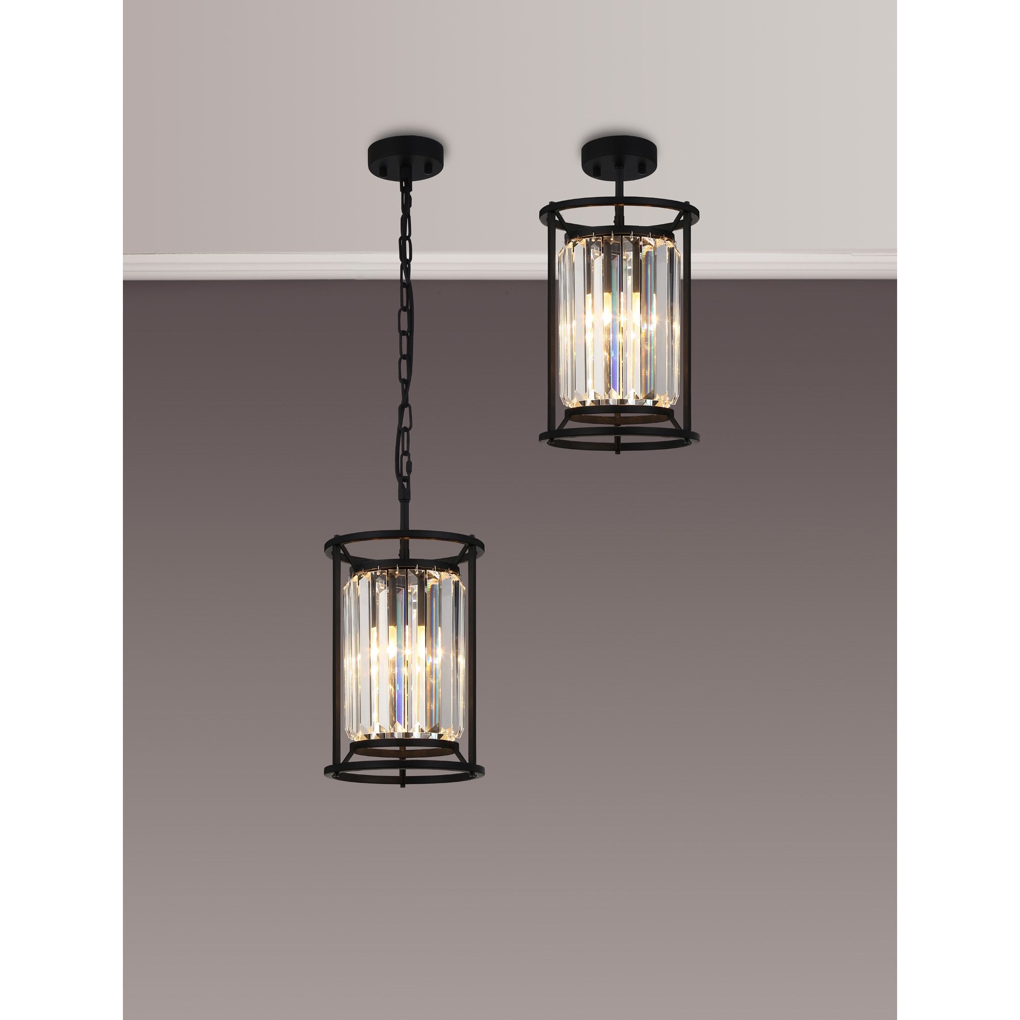 Fabula Oakhurst Single Pendant - Satin Black & Clear Glass