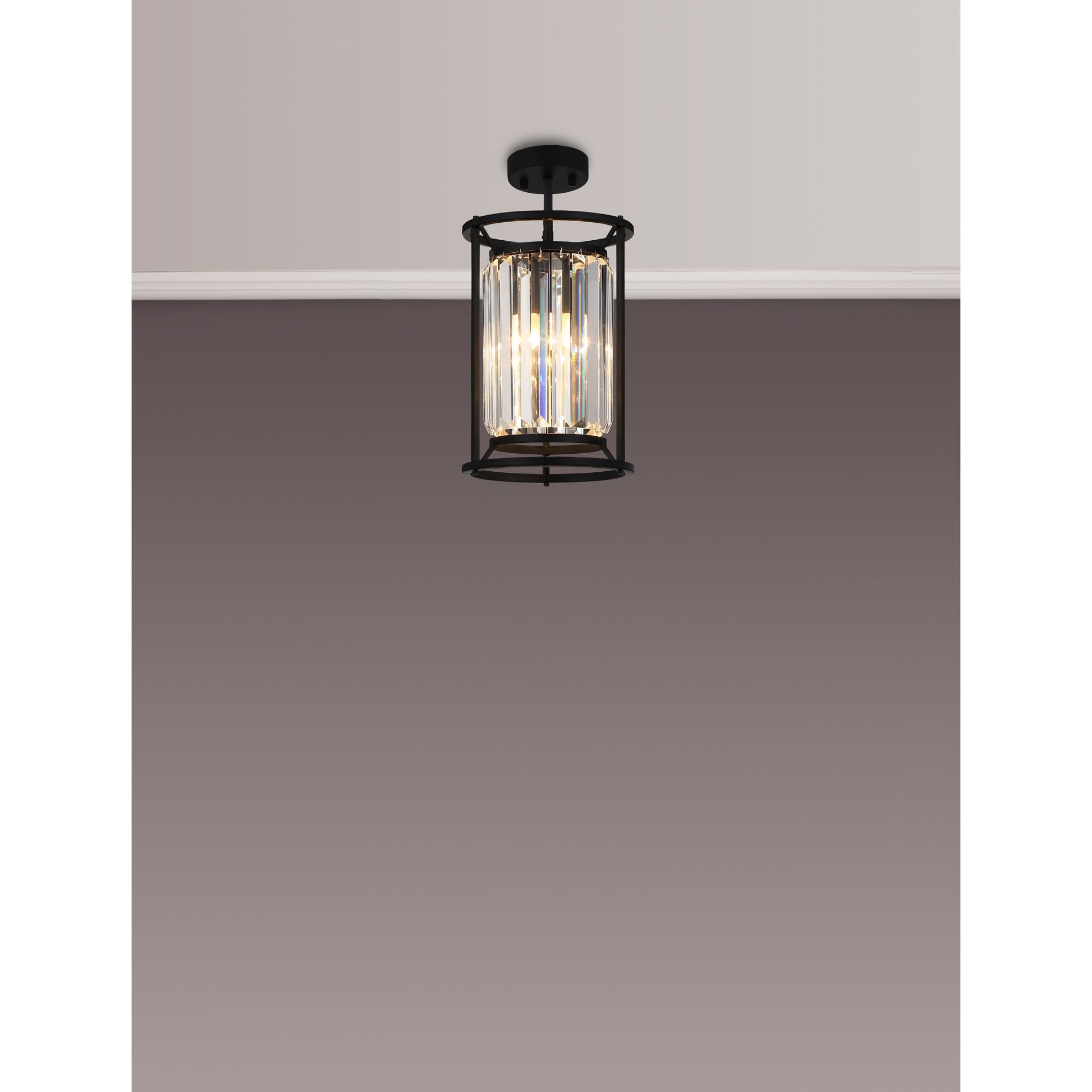 Fabula Oakhurst Single Pendant - Satin Black & Clear Glass