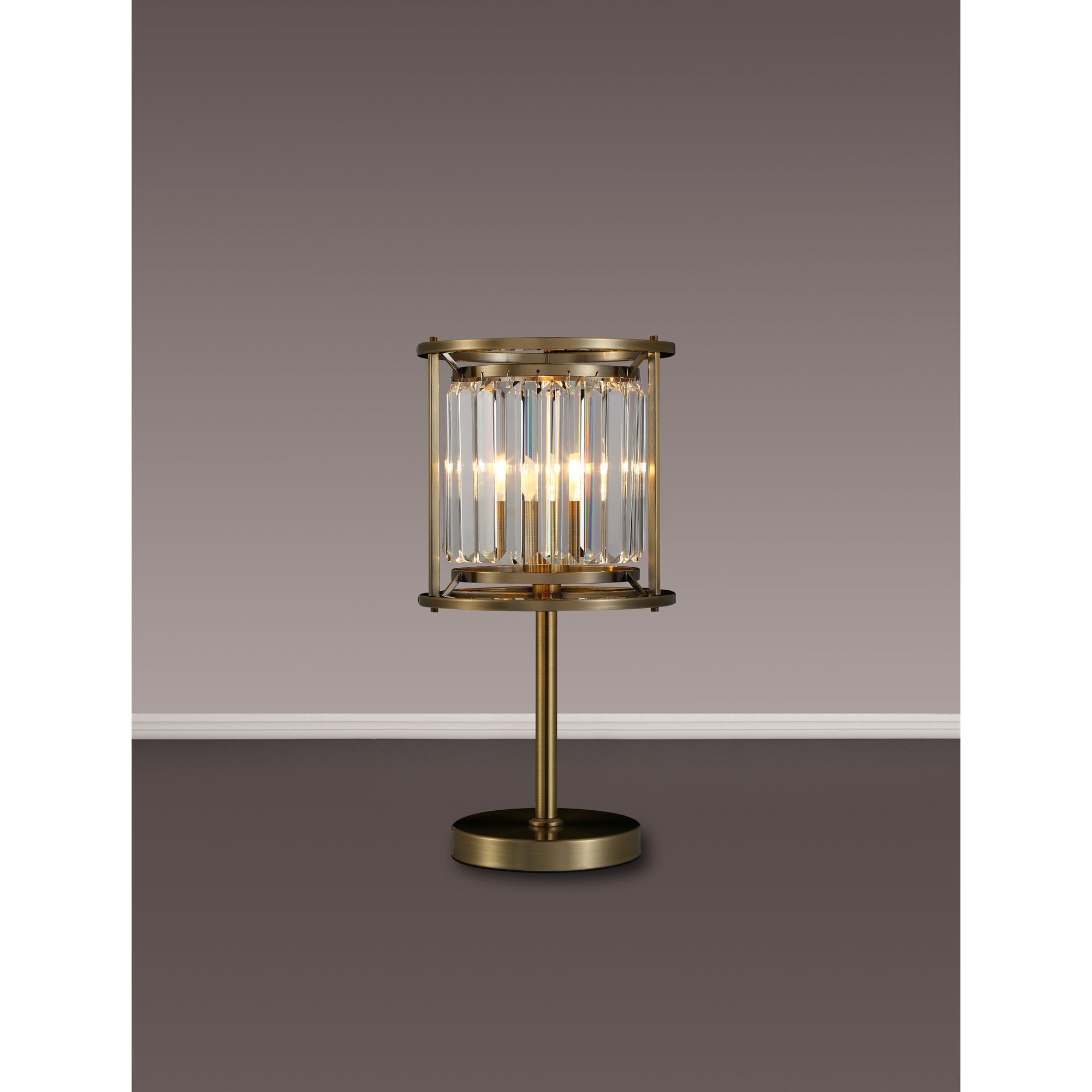 Fabula Oakhurst Single Table Lamp - Antique Brass & Clear Glass