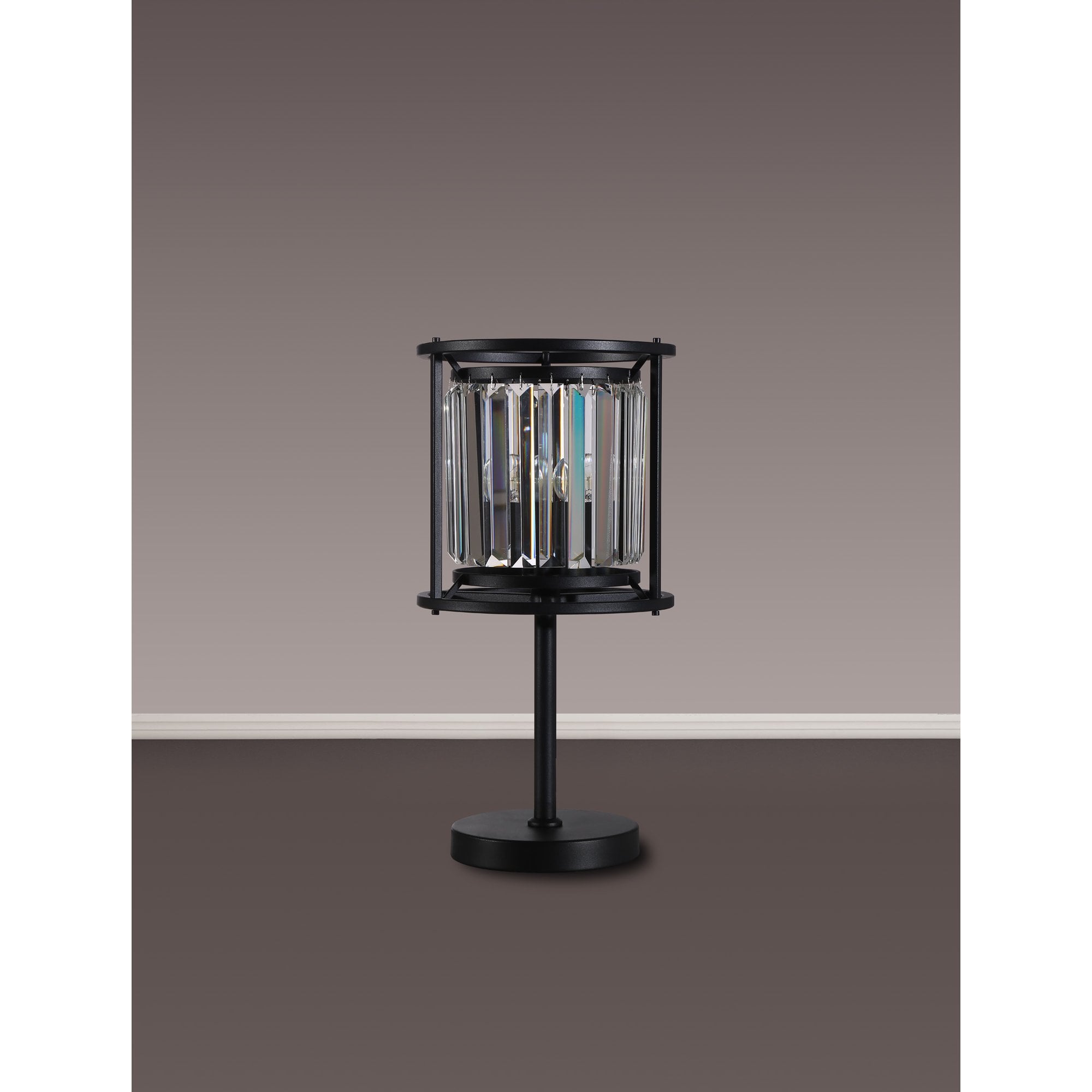 Fabula Oakhurst Single Table Lamp - Satin Black & Clear Glass