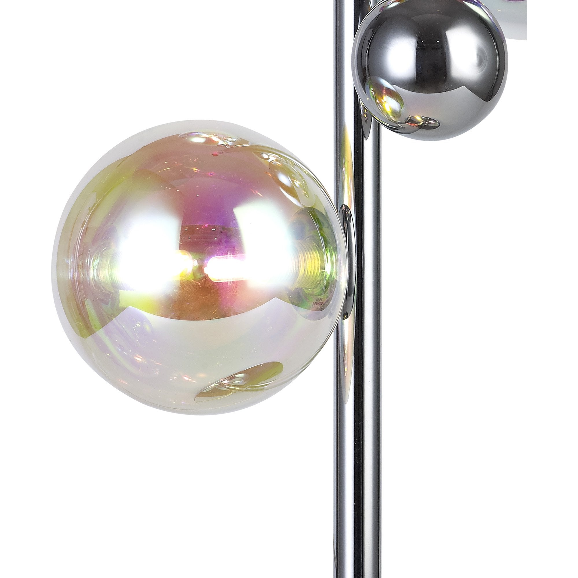 Fabula Roding 3 Light Table Lamp - Polished Chrome, Black Marble & Iridescent Glass