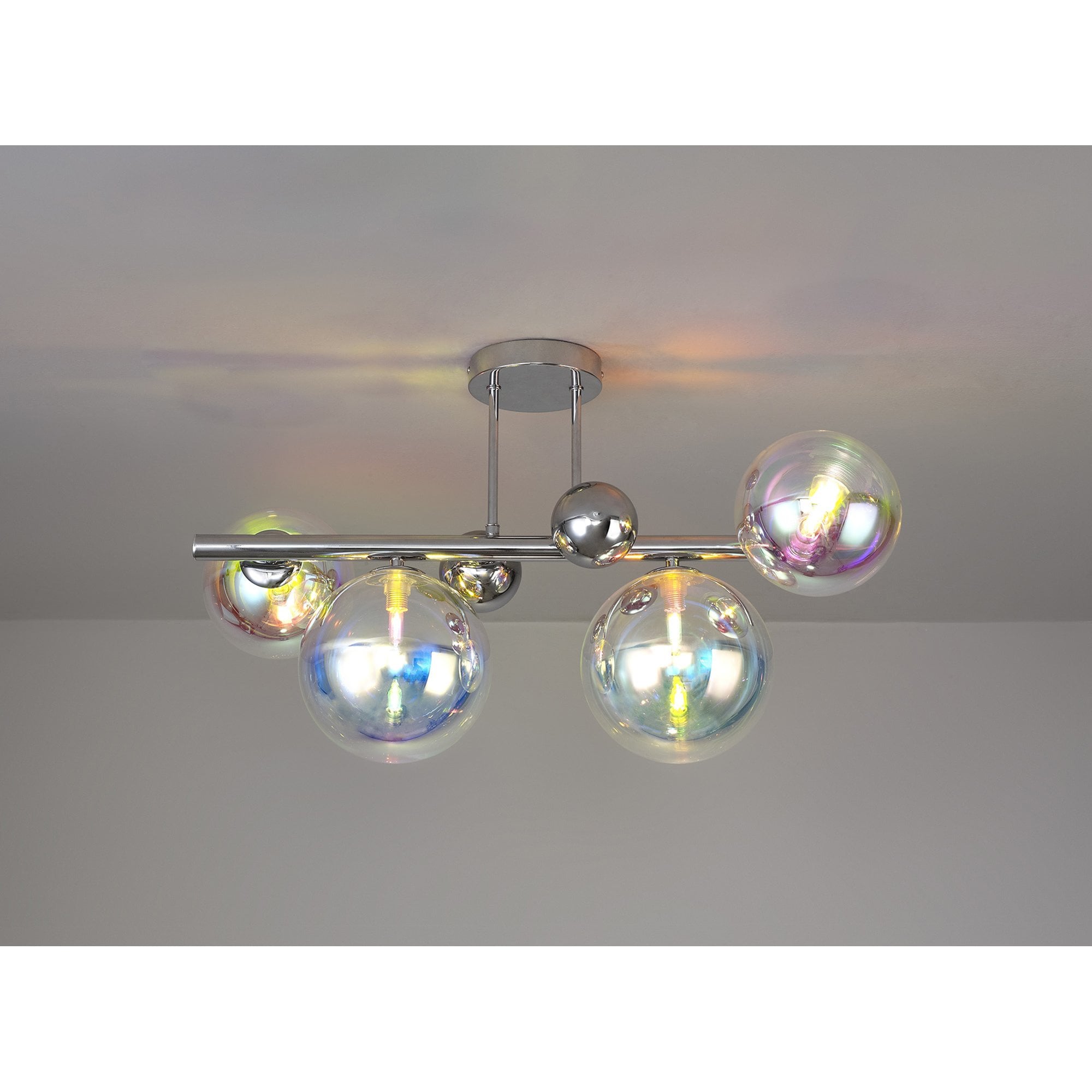 Fabula Roding 4 Light Semi-Flush Light - Polished Chrome & Iridescent Glass
