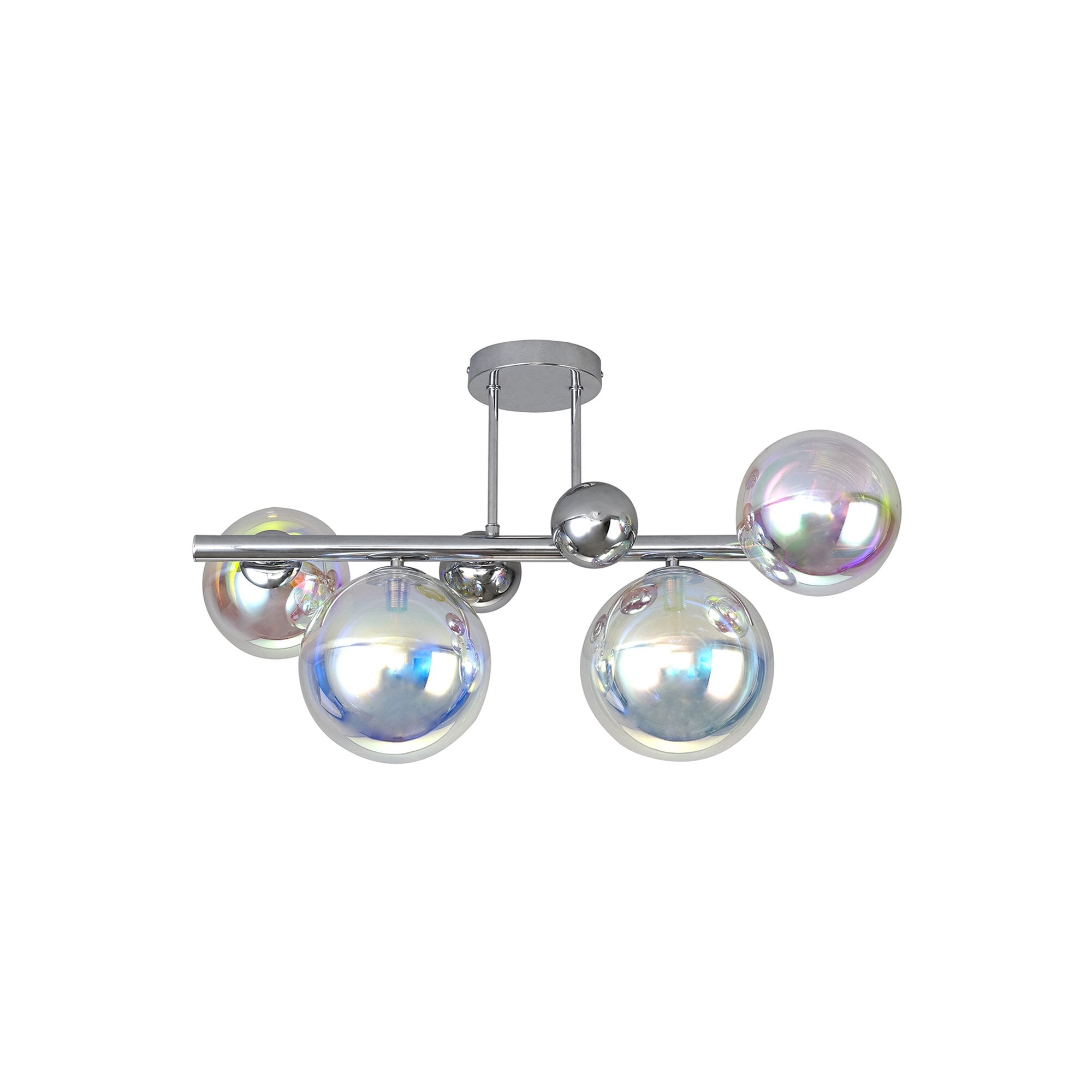 Fabula Roding 4 Light Semi-Flush Light - Polished Chrome & Iridescent Glass