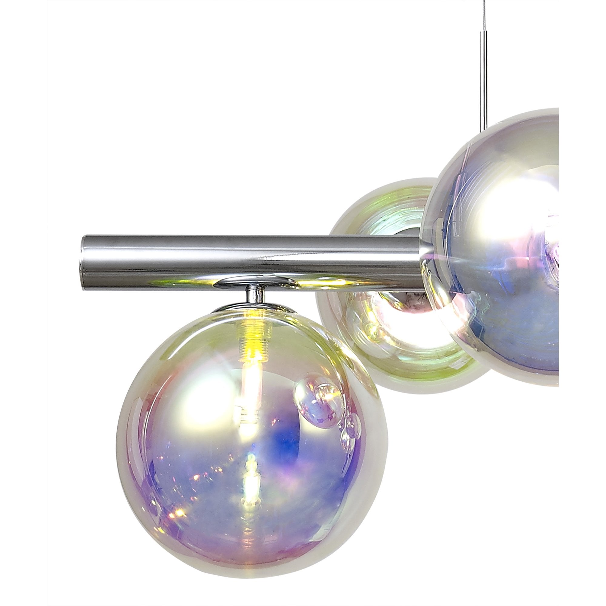 Fabula Roding 7 Light Linear Pendant - Polished Chrome & Iridescent Glass
