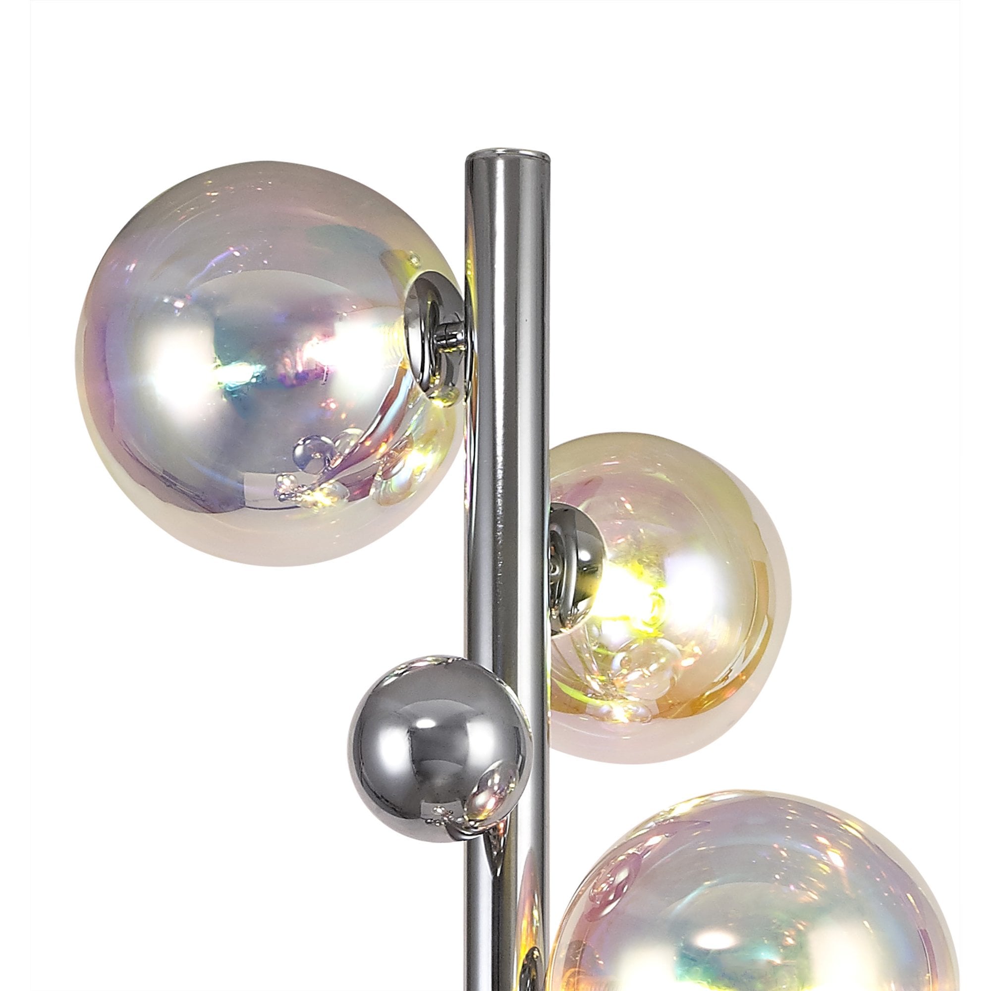 Fabula Roding 8 Light Floor Lamp - Polished Chrome, Black Marble & Iridescent Glass