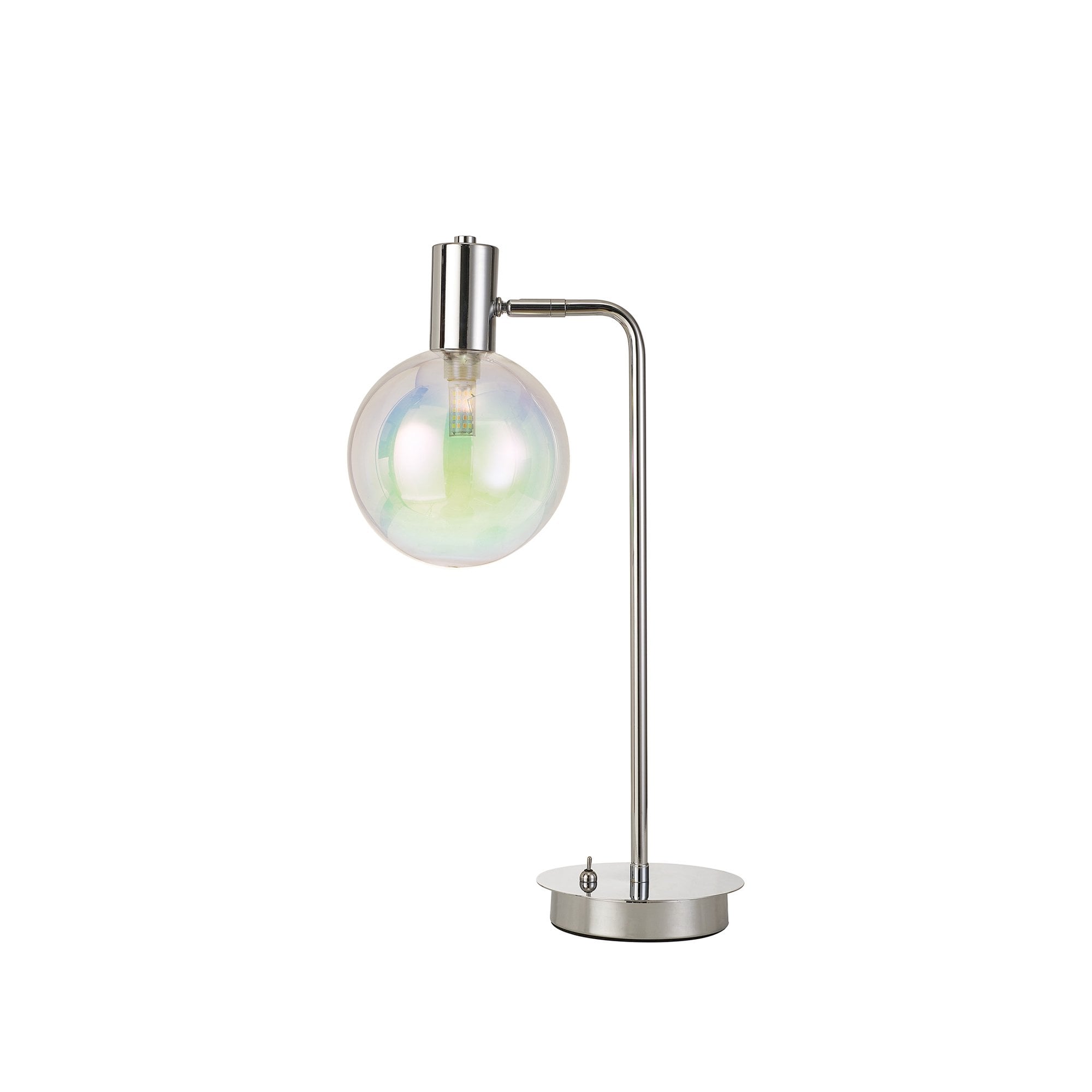 Fabula Roding Single Adjustable Table Lamp - Polished Chrome & Iridescent Glass