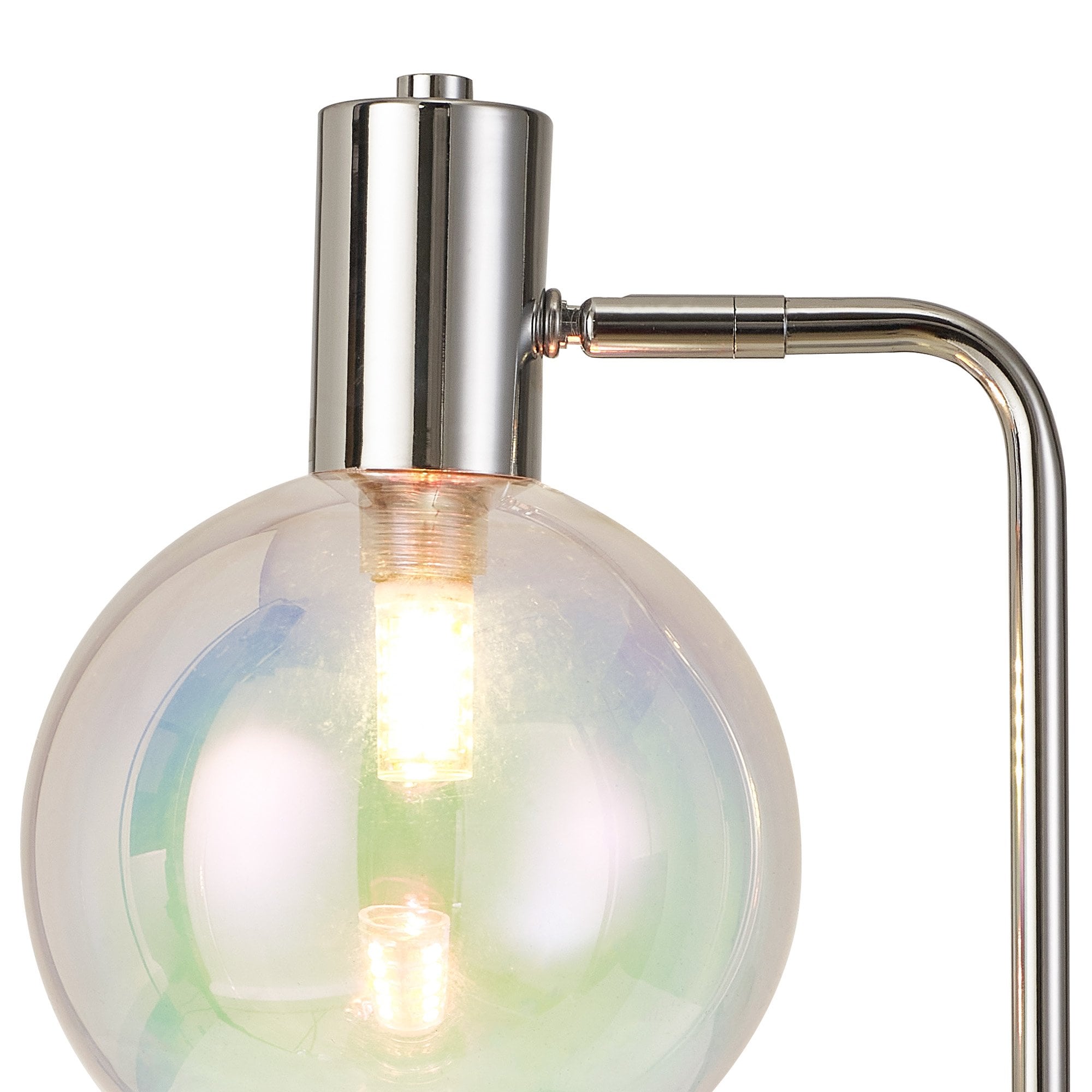 Fabula Roding Single Adjustable Table Lamp - Polished Chrome & Iridescent Glass