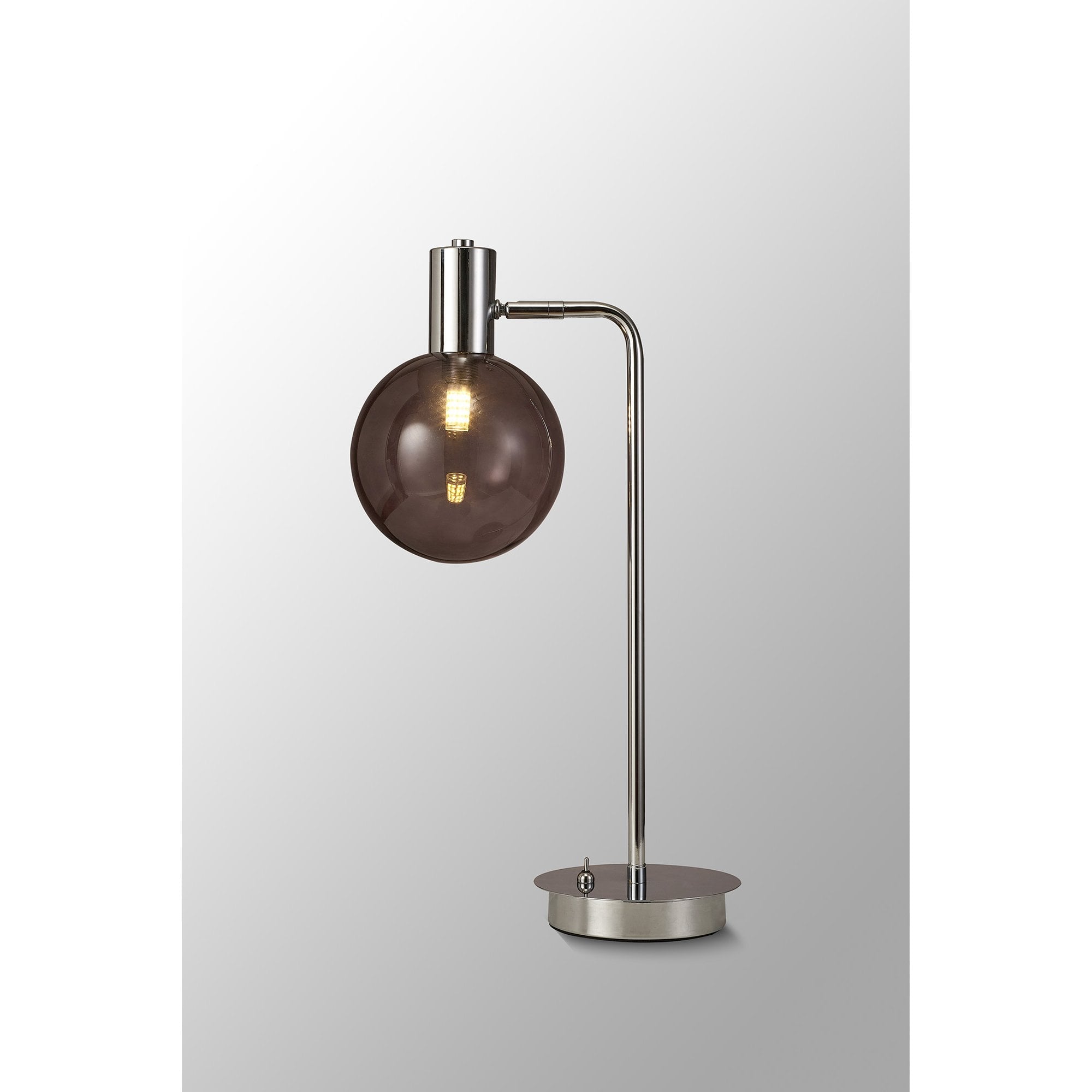 Fabula Roding Single Adjustable Table Lamp - Polished Chrome & Smoked Glass