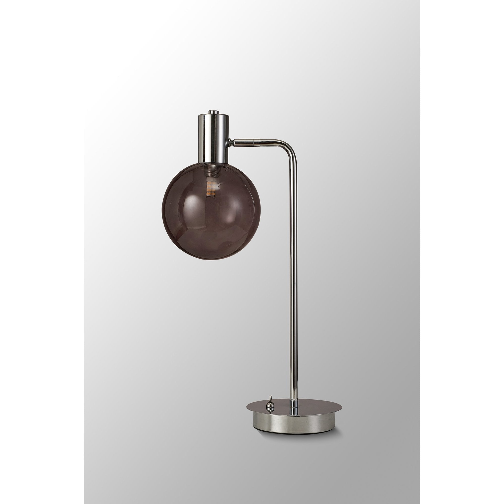 Fabula Roding Single Adjustable Table Lamp - Polished Chrome & Smoked Glass