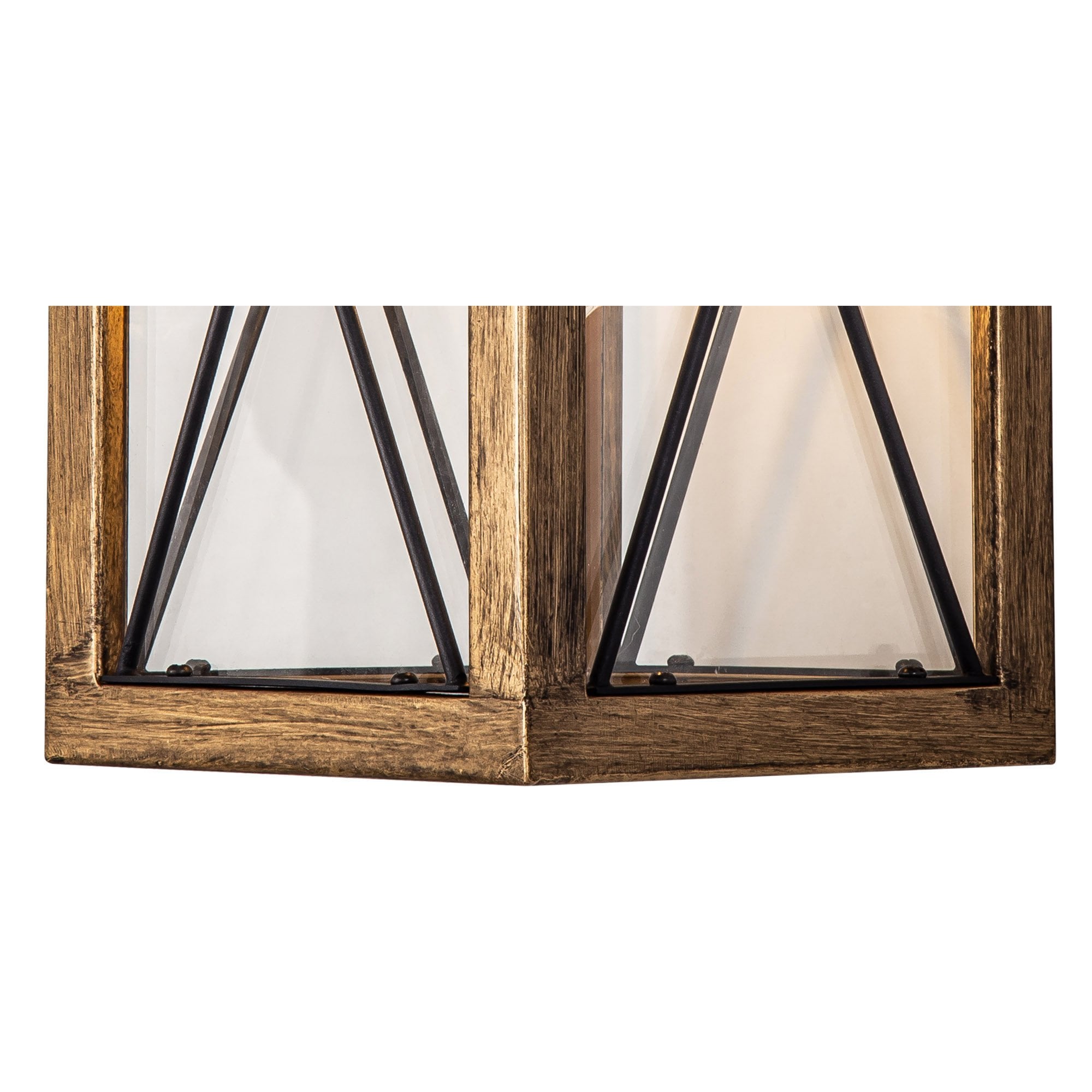 Fabula Sandford Large Single Wall Lamp - Wood Effect, Black & Clear Glass - IP54
