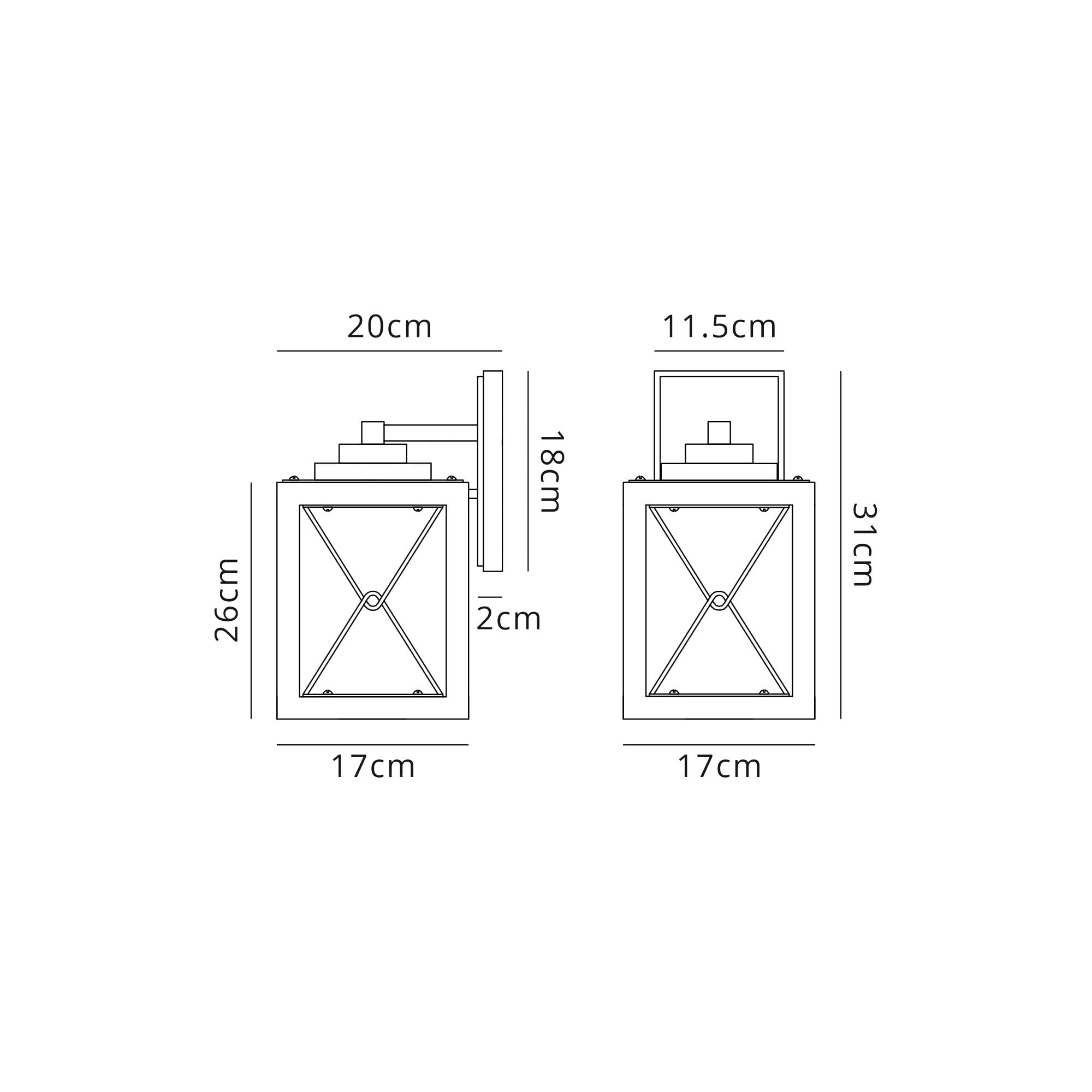 Fabula Sandford Small Single Wall Lamp - Wood Effect, Black & Clear Glass - IP54