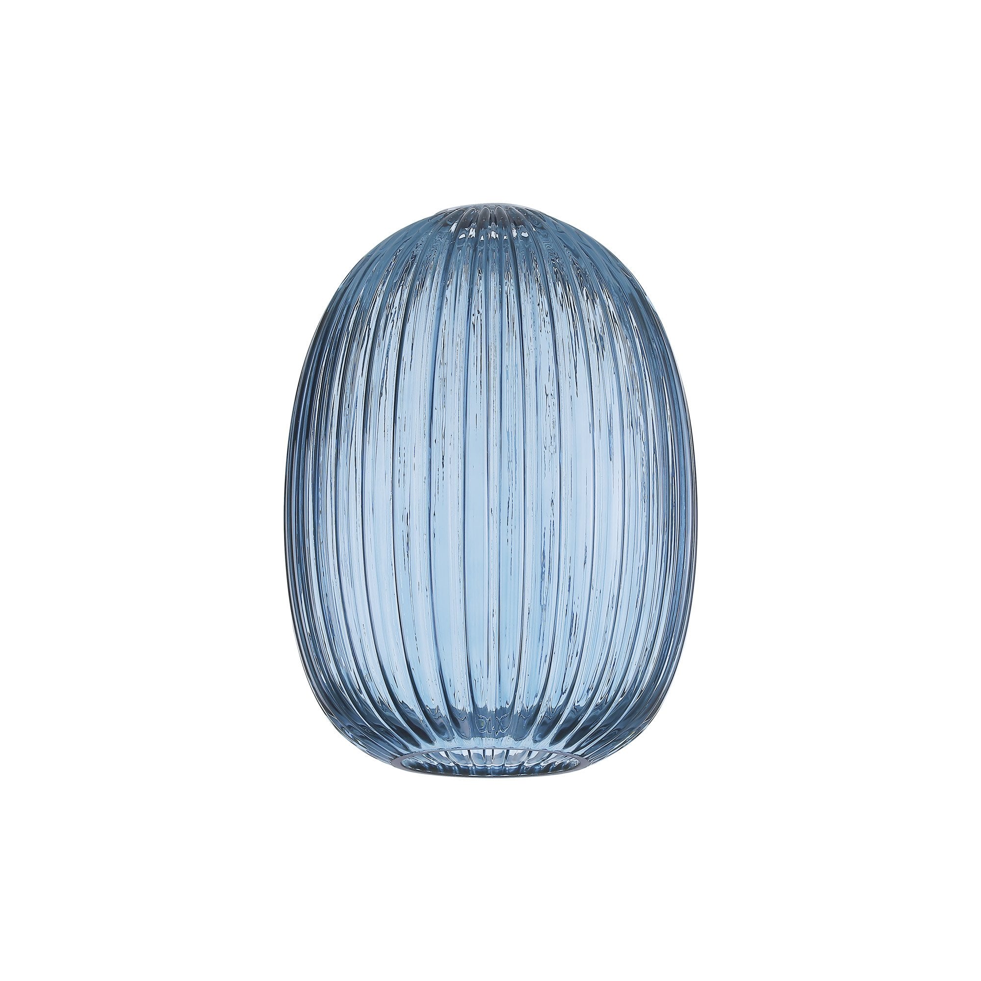 Fabula Springfield 20cm Almond Ribbed Shade - Petrol Blue Glass - Shade Only