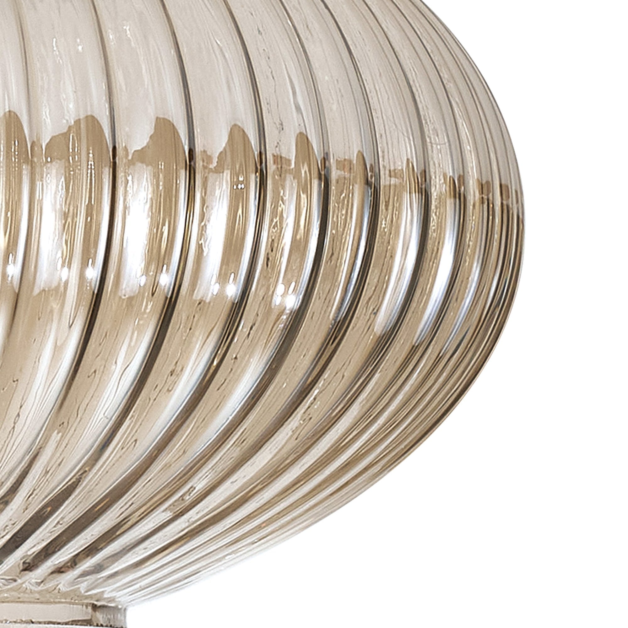 Fabula Springfield 20cm Oval Sphere Ribbed Shade - Champagne Glass - Shade Only