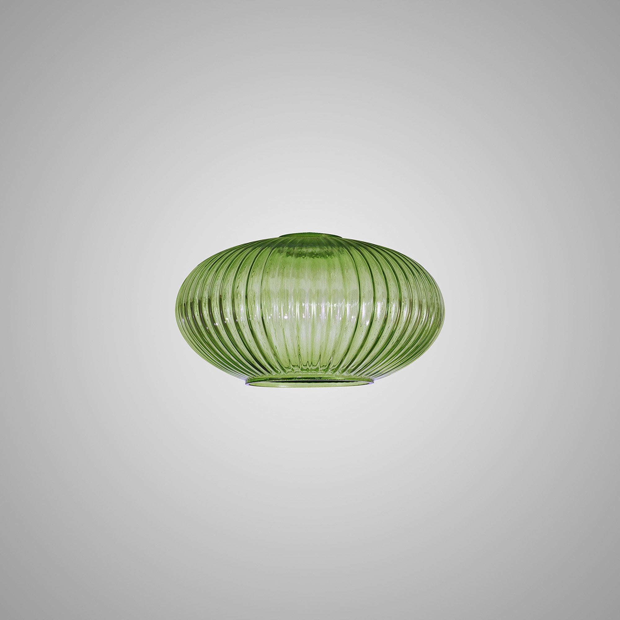 Fabula Springfield 20cm Oval Sphere Ribbed Shade - Green Glass - Shade Only